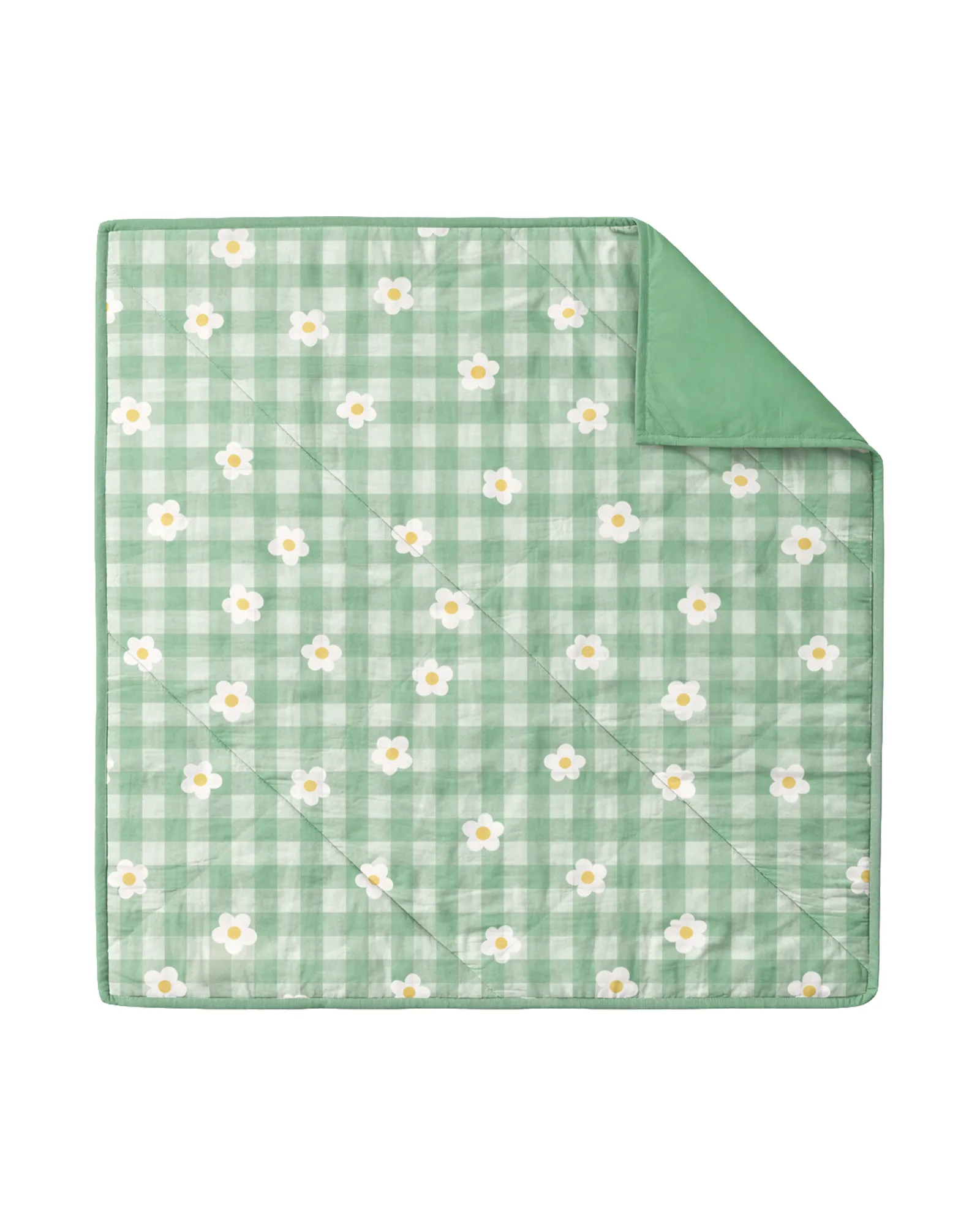 Green Gingham Daisy Quilt