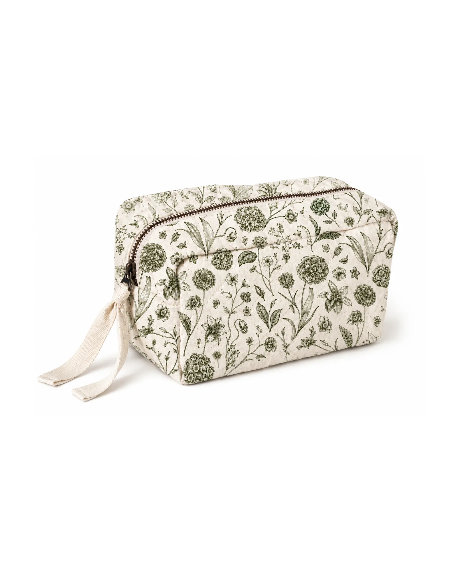 Green Floral Toiletry Bag