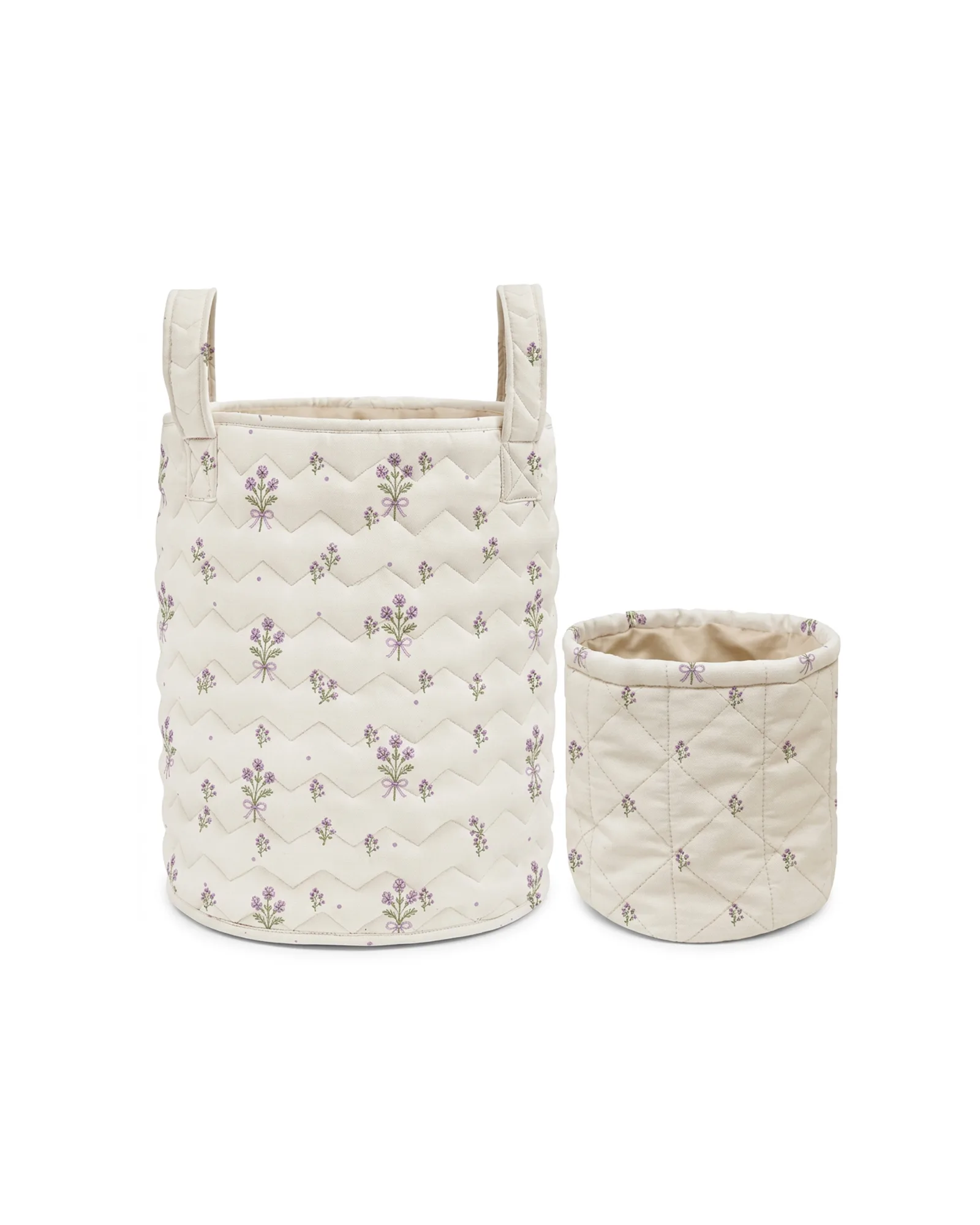 Lavender Quilted Storage Baskets