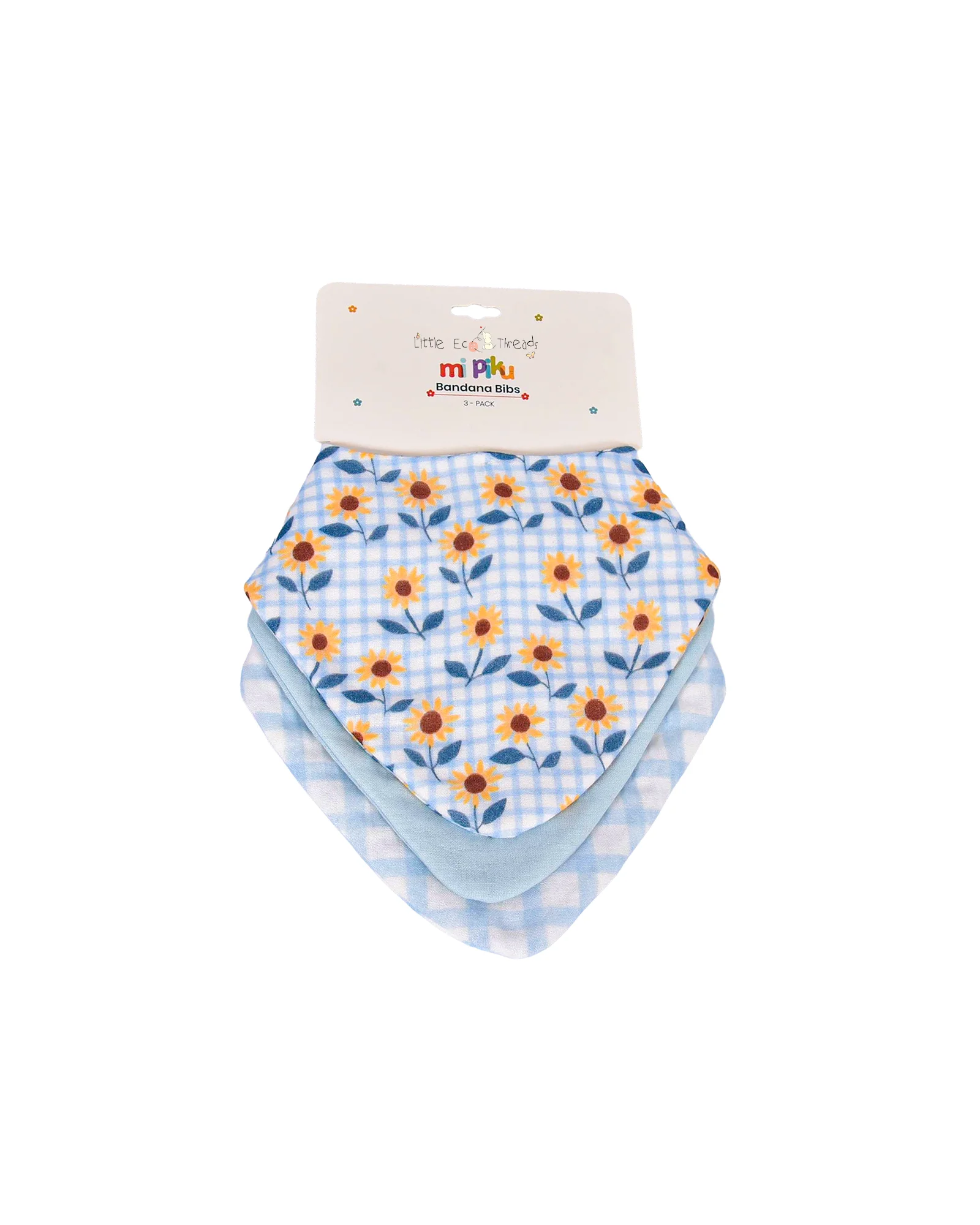 Sunflower Gingham Bandana Bib Set