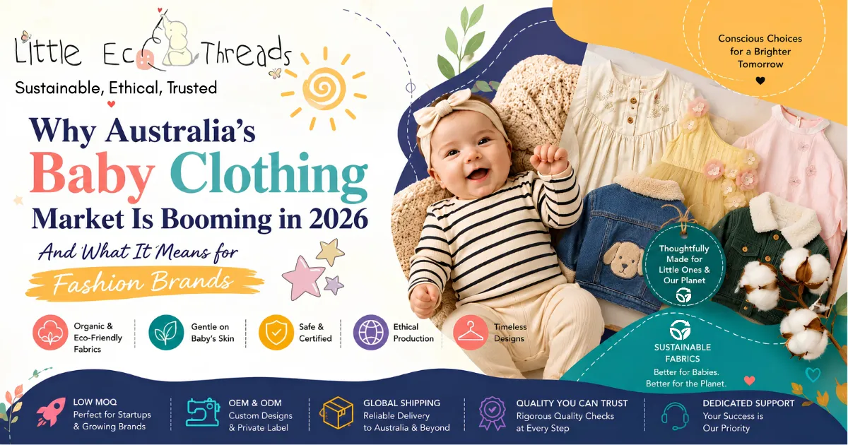 Australia's baby clothing market in 2026: sustainable organic baby garments, eco friendly fabrics and a growing market for fashion brands and private label sourcing