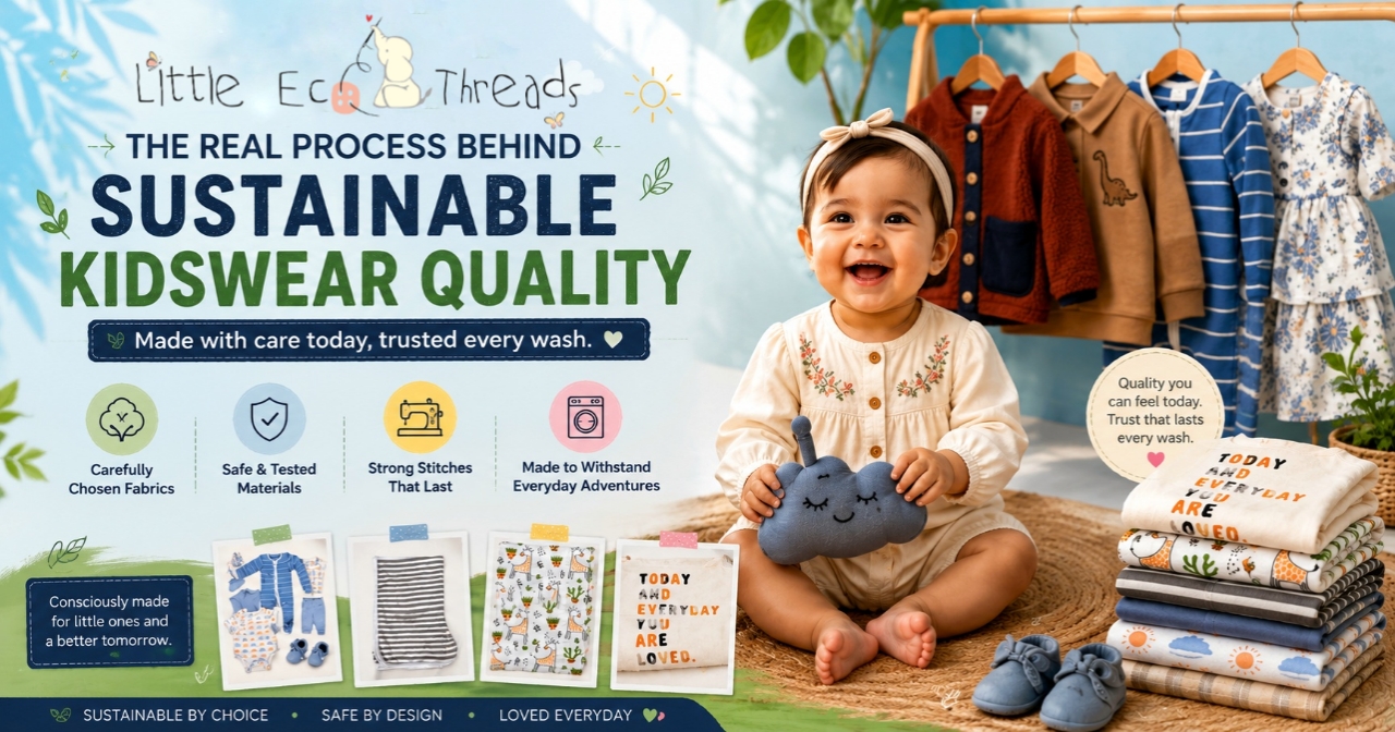 Kids clothing manufacturer in India quality process for sustainable children's clothing, fabric checks, safe trims, stitching and final inspection