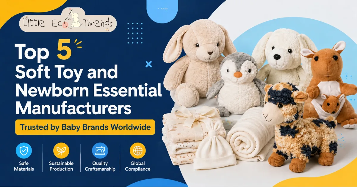 Top soft toys manufacturer and newborn essentials manufacturing guide with plush toys, swaddles, baby gift products, safety, sustainable production, quality craftsmanship, and global compliance