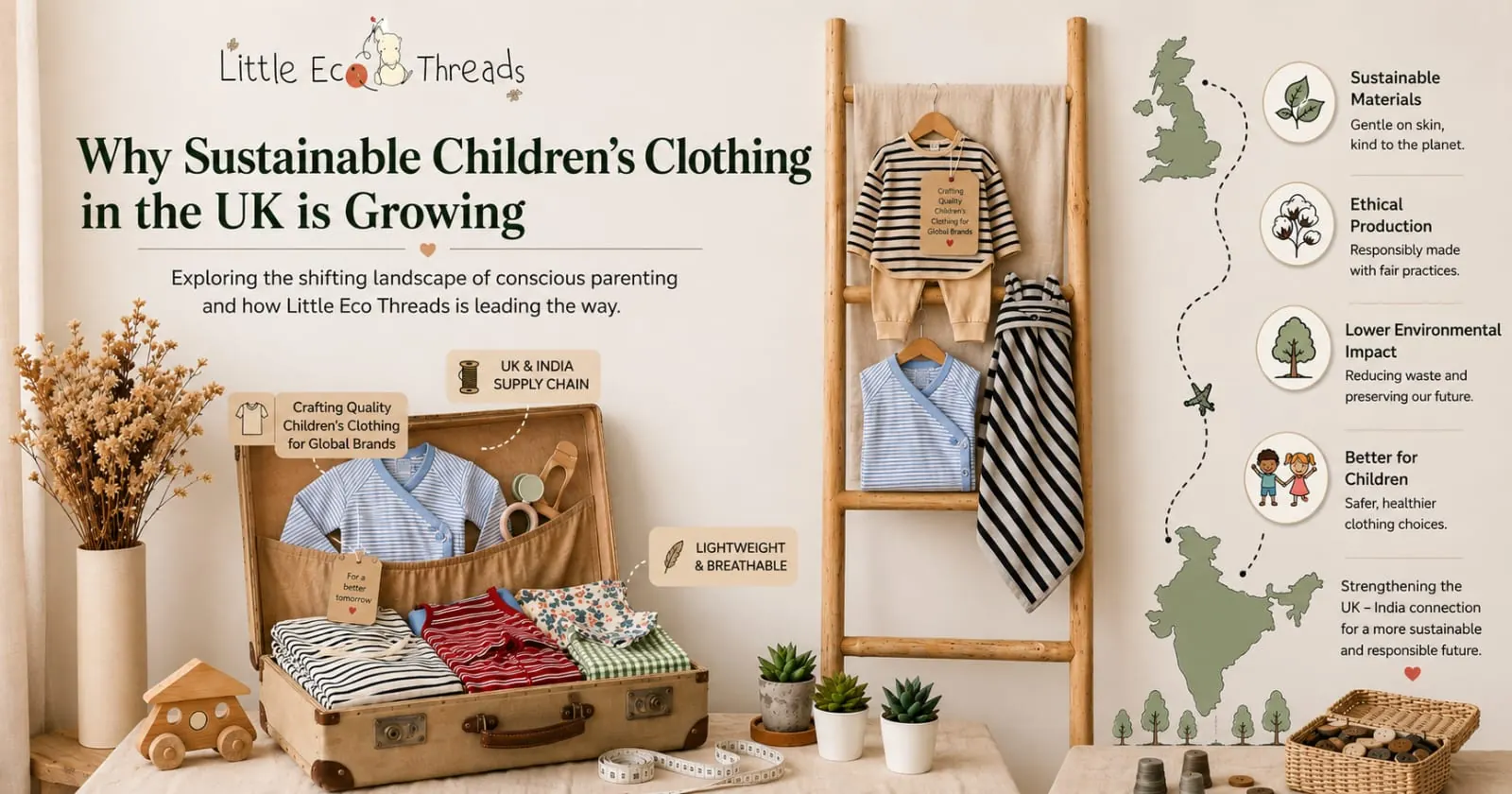 Why sustainable children's clothing in the UK is growing: eco-friendly baby garments, natural materials and a UK to India supply chain