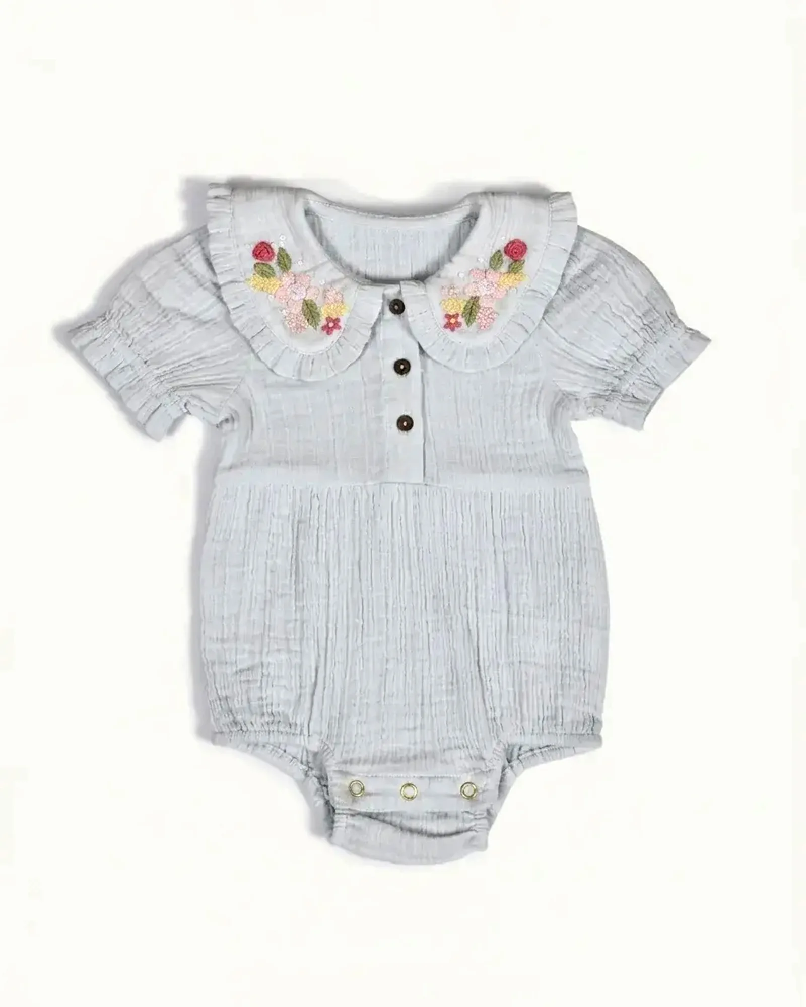 Ruffle Collar Embroidery Romper