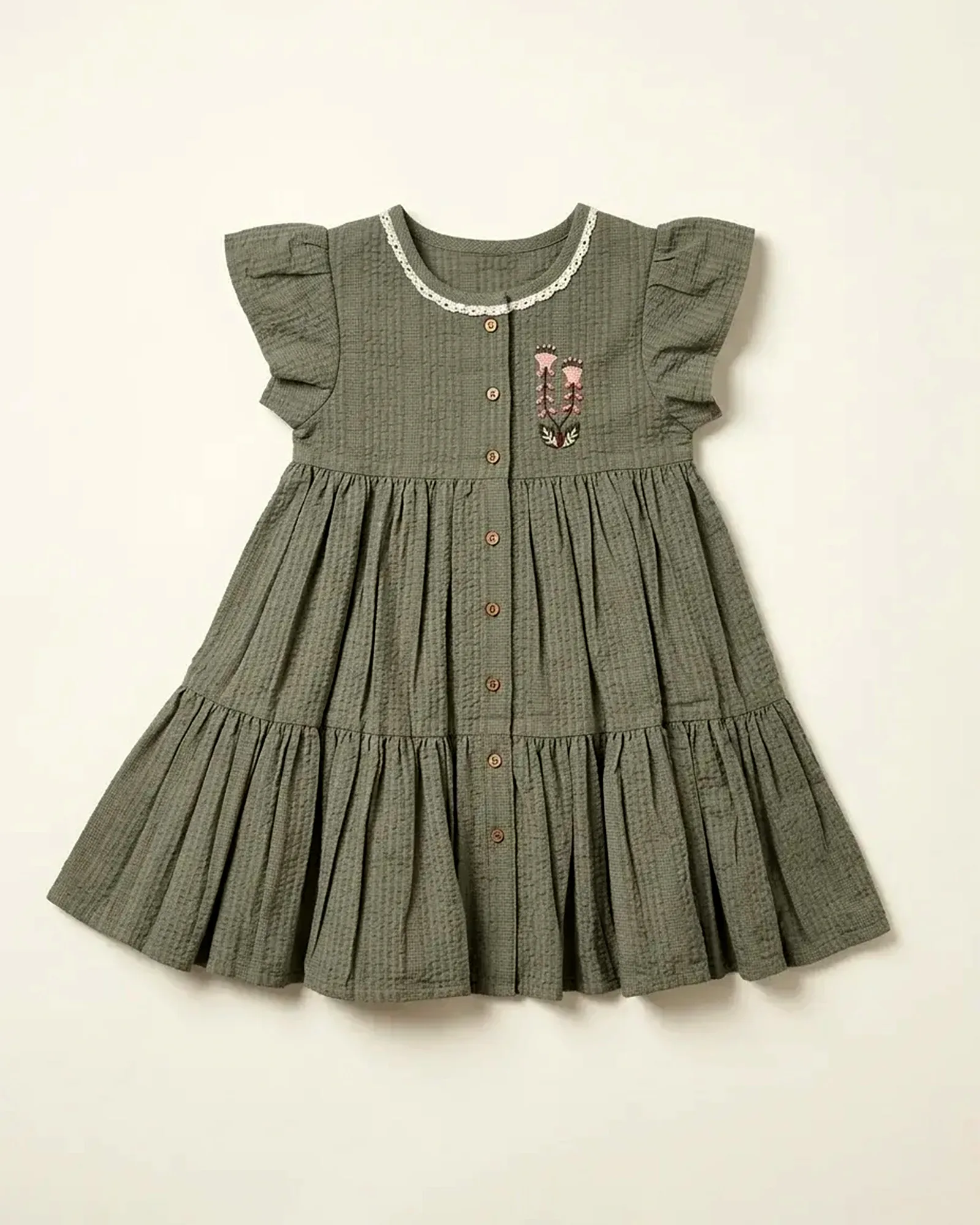 Woodland Embroidery Ruffle Dress