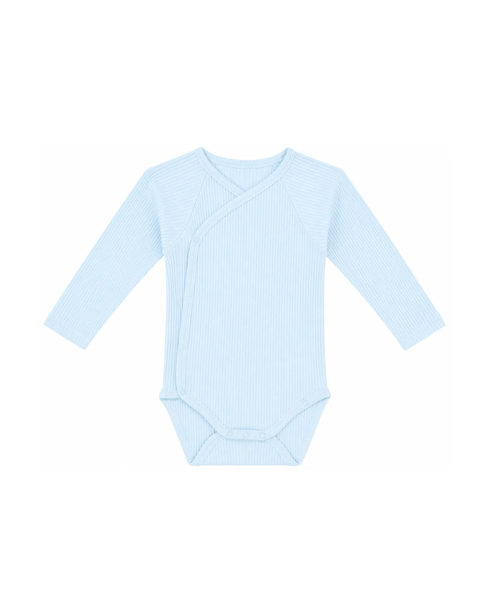 Blue Ribbed Wrap Bodysuit