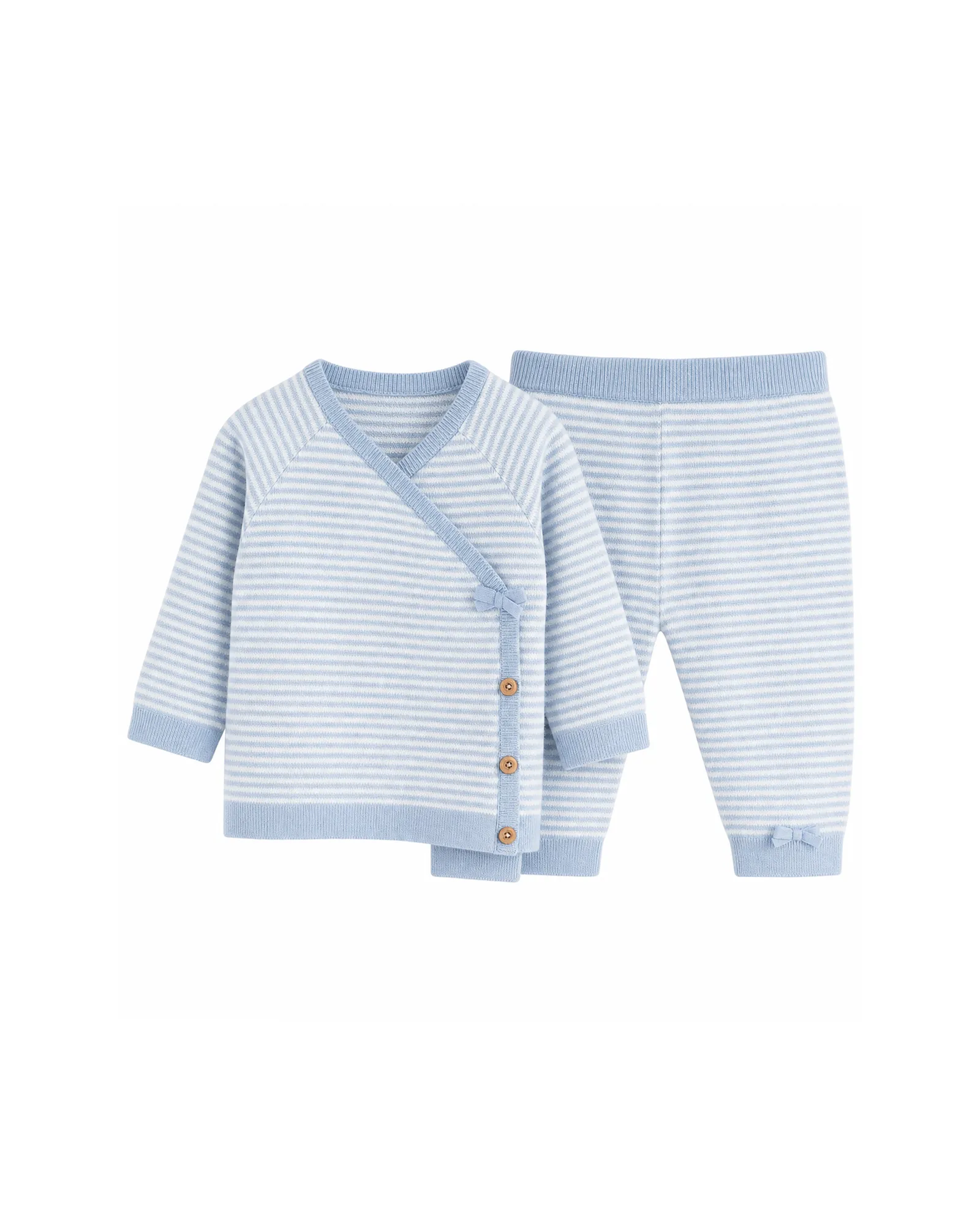 Blue Stripe Knit Wrap Set