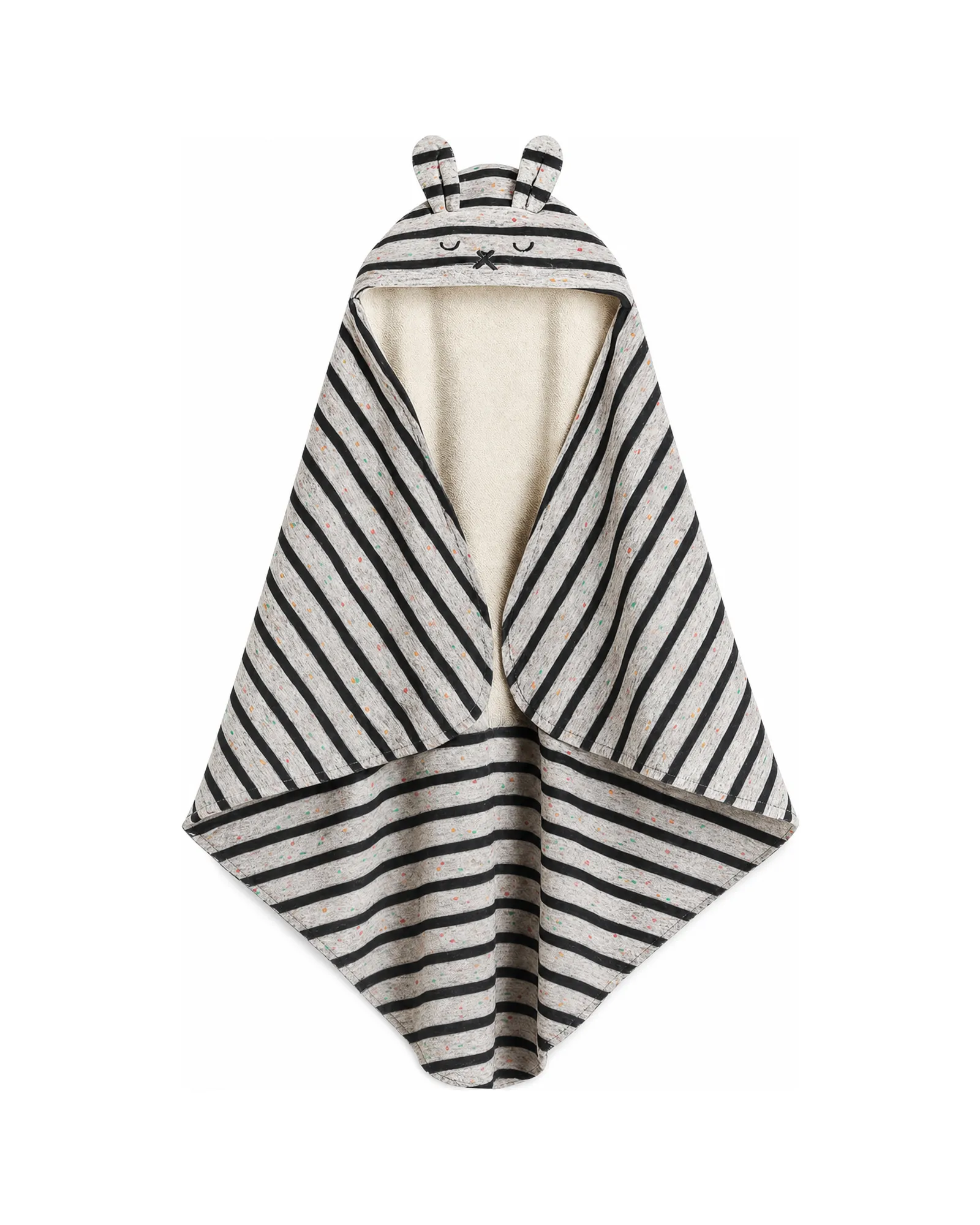 Monochrome Stripe Bear Hooded Towel