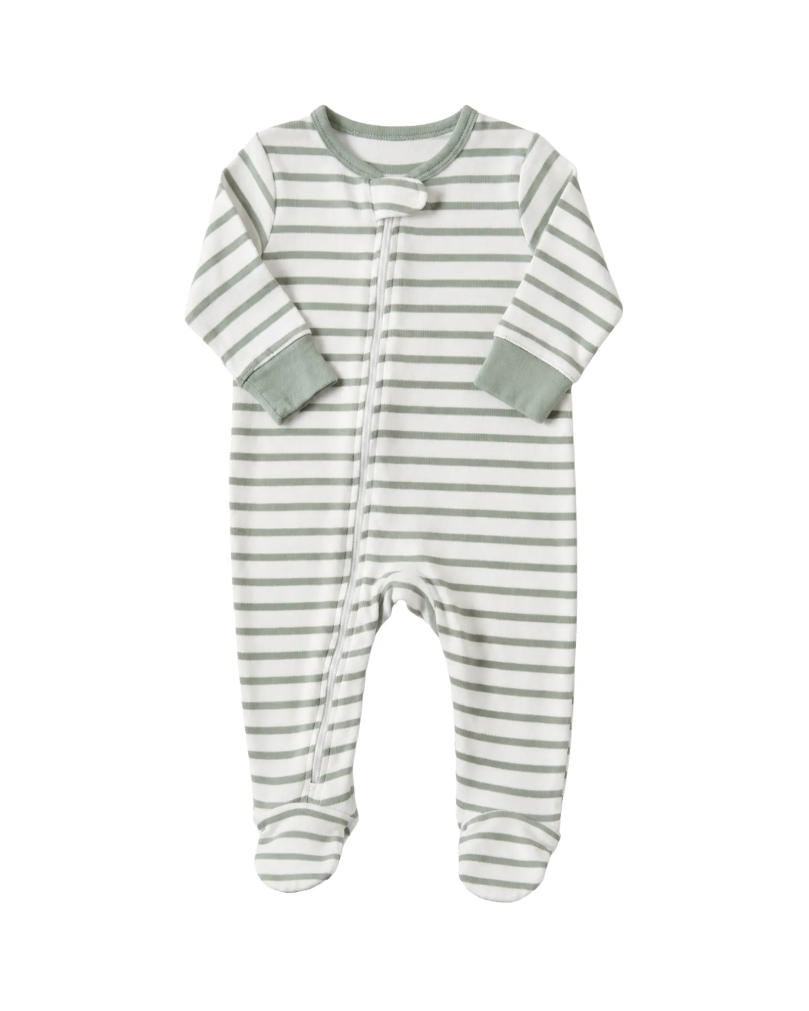 Sage Stripe Zip Sleepsuit