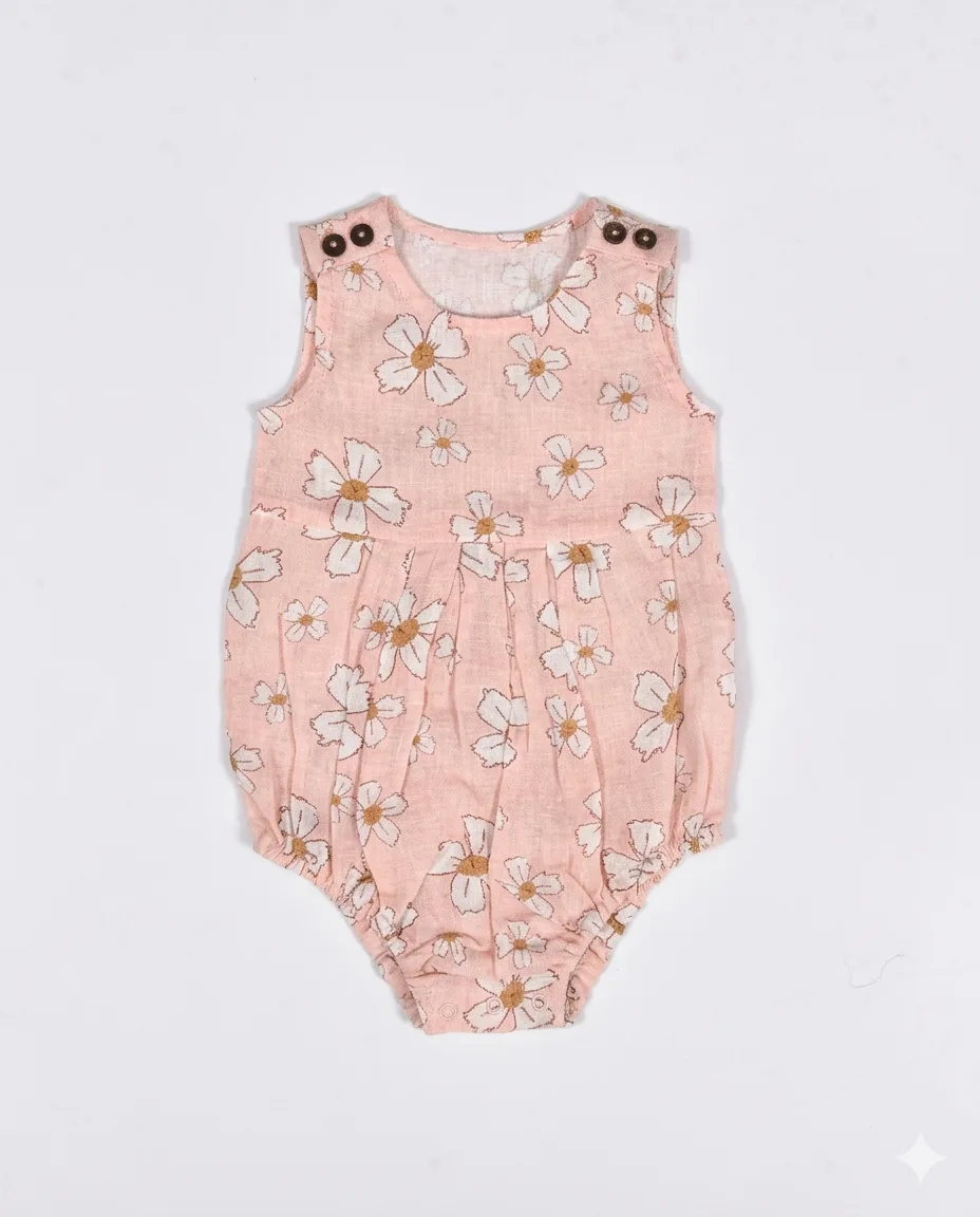 Blush Daisy Linen Romper
