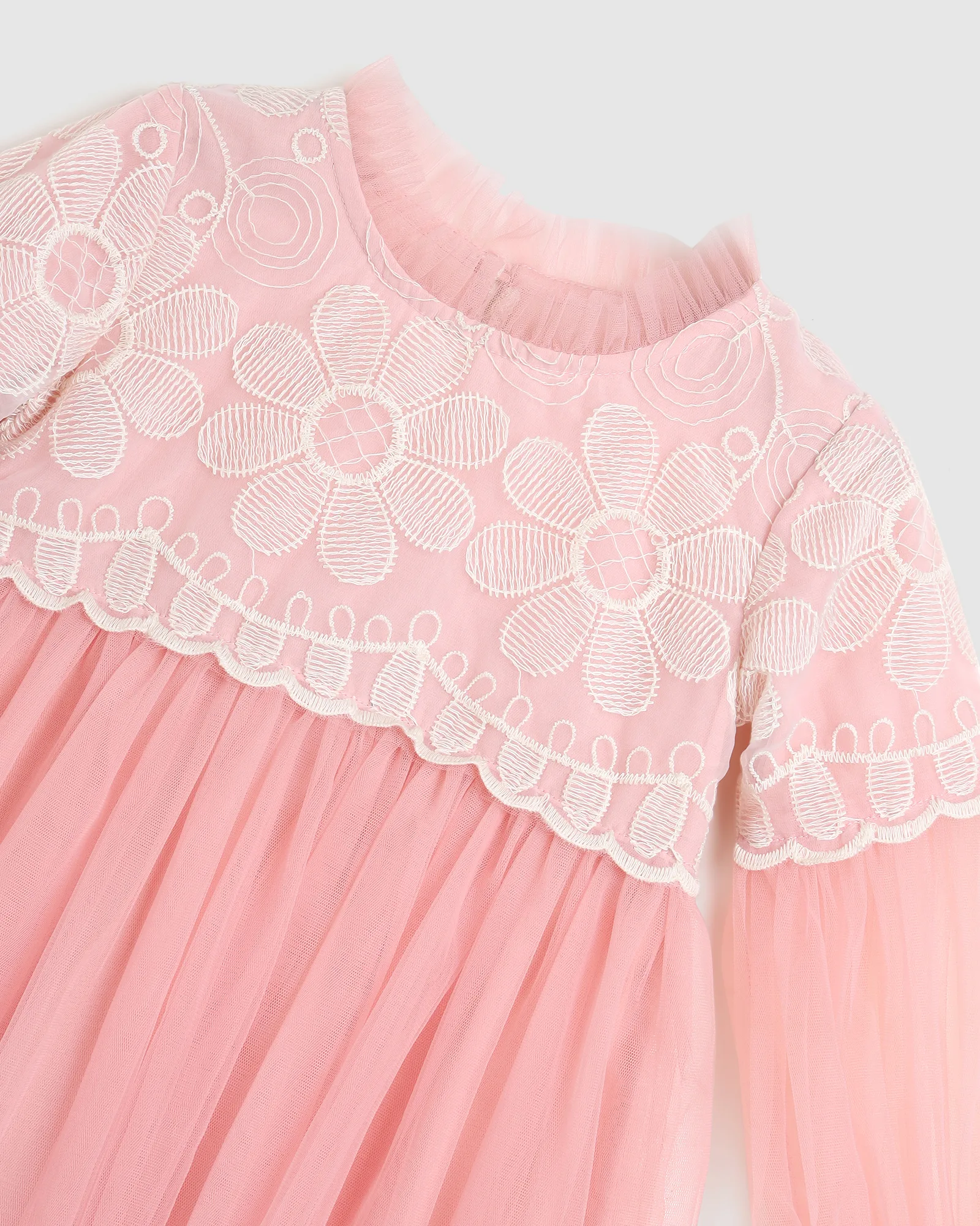 Embroidery Yoke Tulle Dress thumbnail 3
