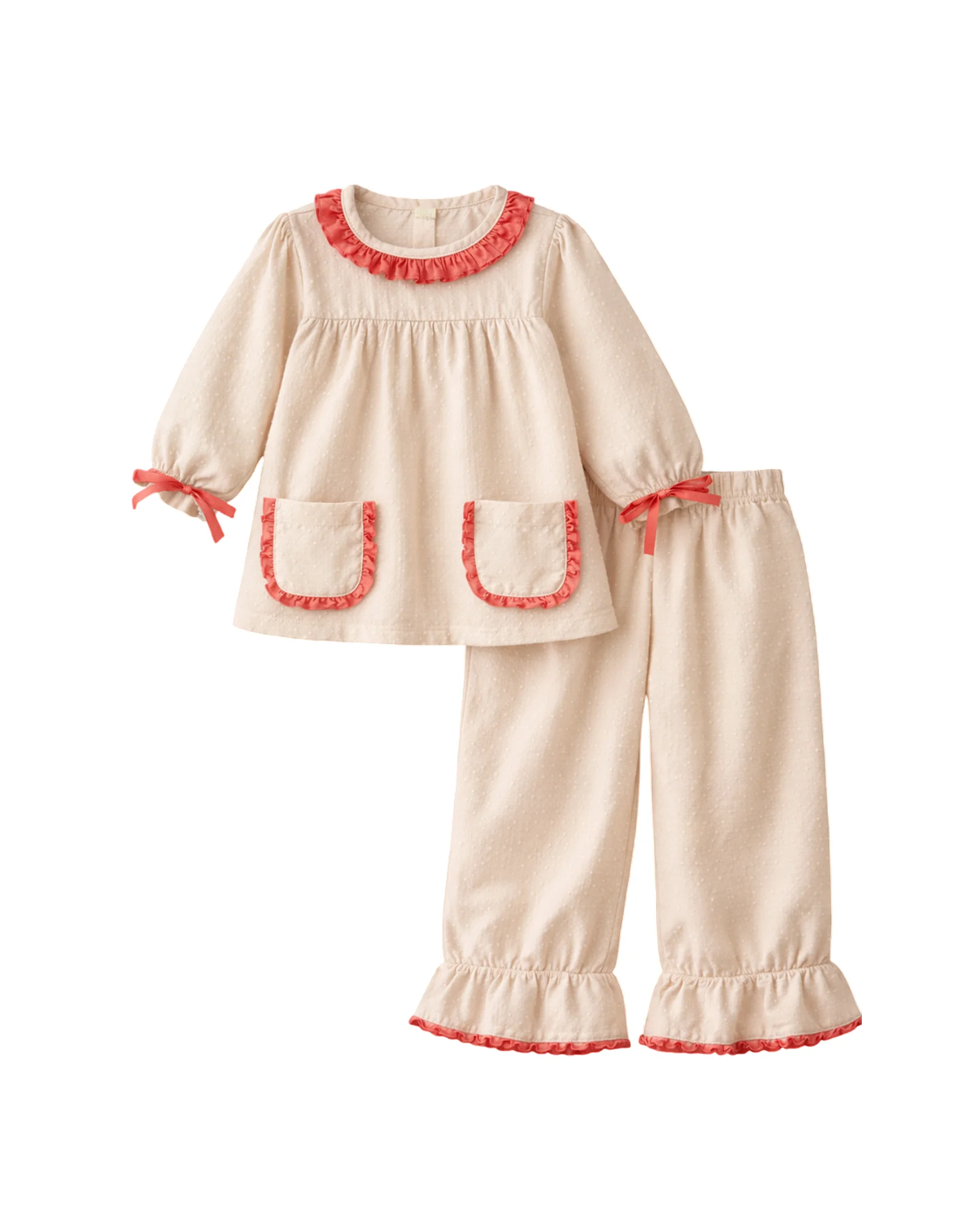 Oatmeal Ruffle Collar PJ Set
