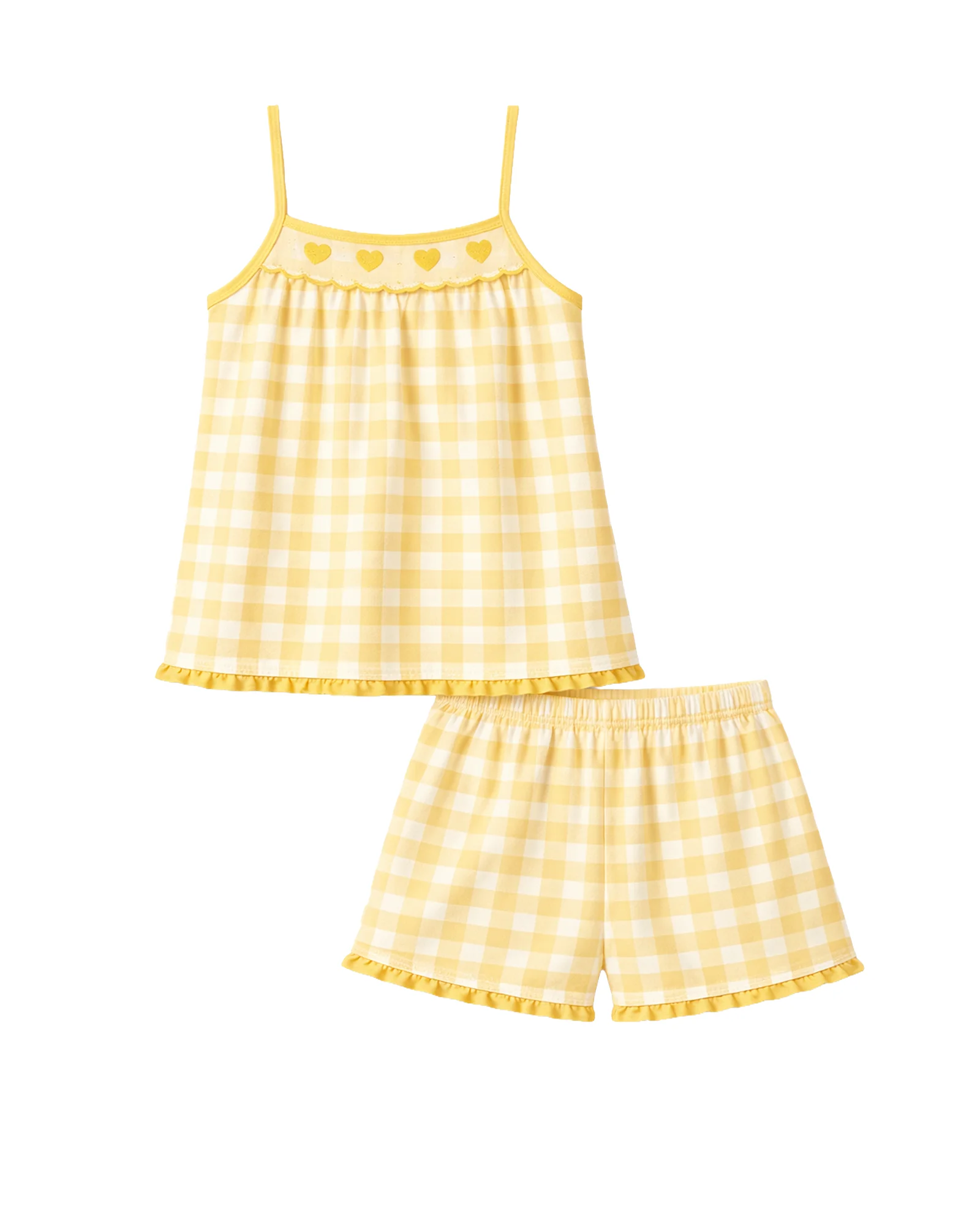Yellow Gingham Heart Cami PJ Set