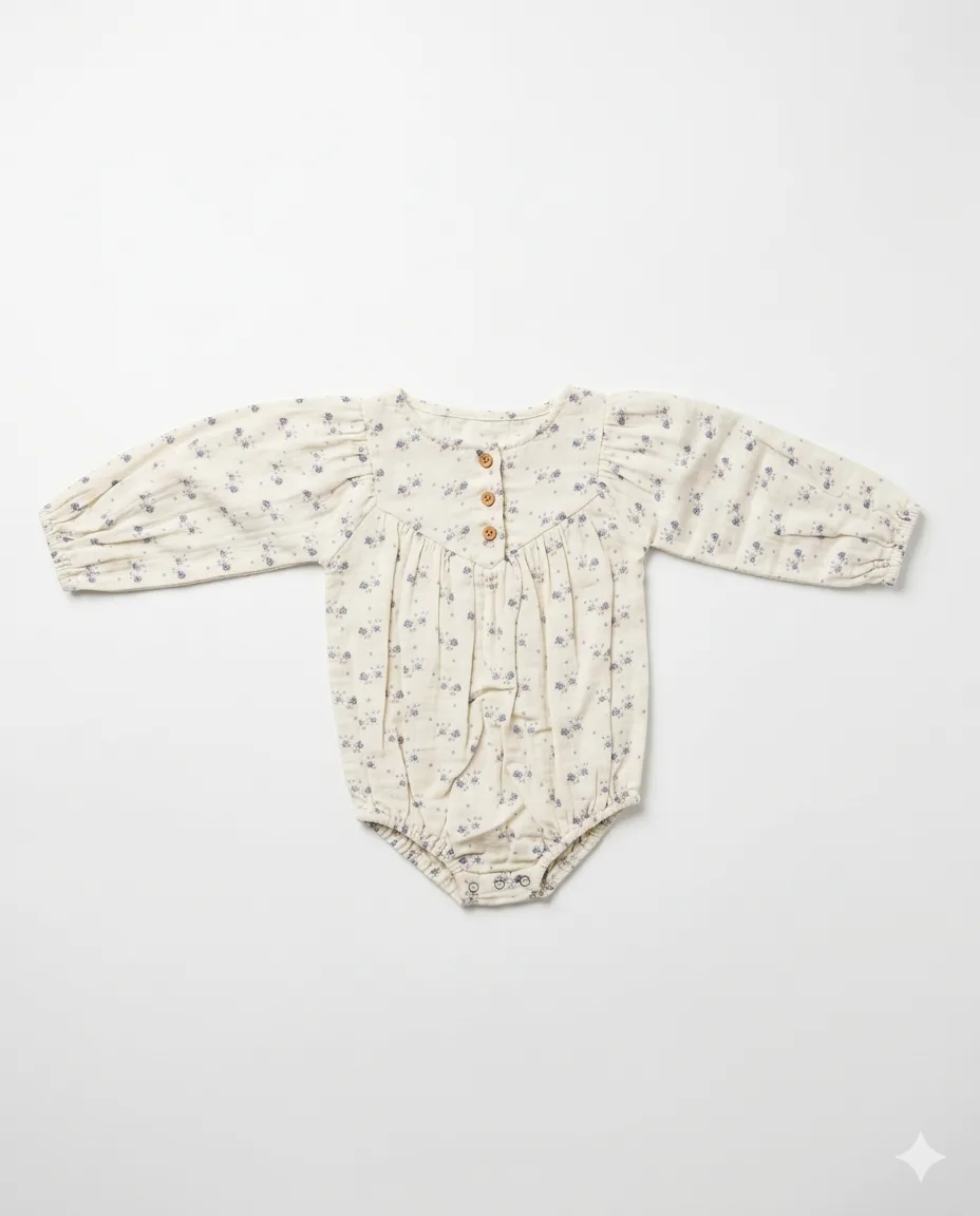 Ditsy Botanical Long-Sleeve Romper