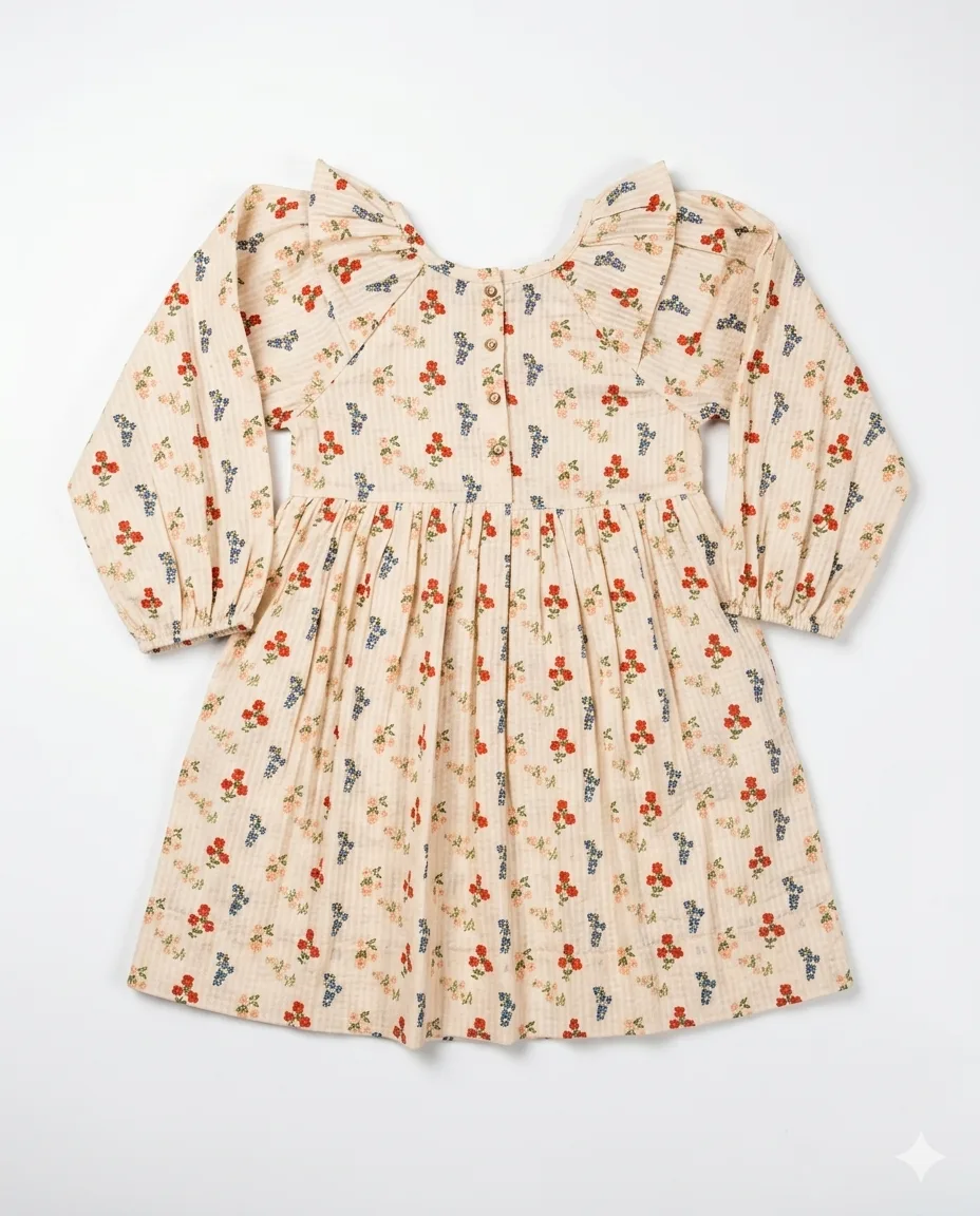 Folk Floral Puff Sleeve Dress