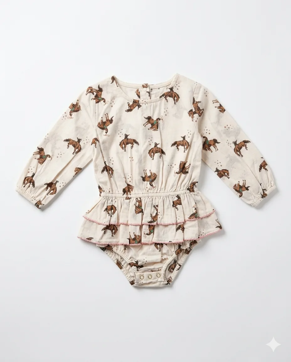Rodeo Print Skirted Romper