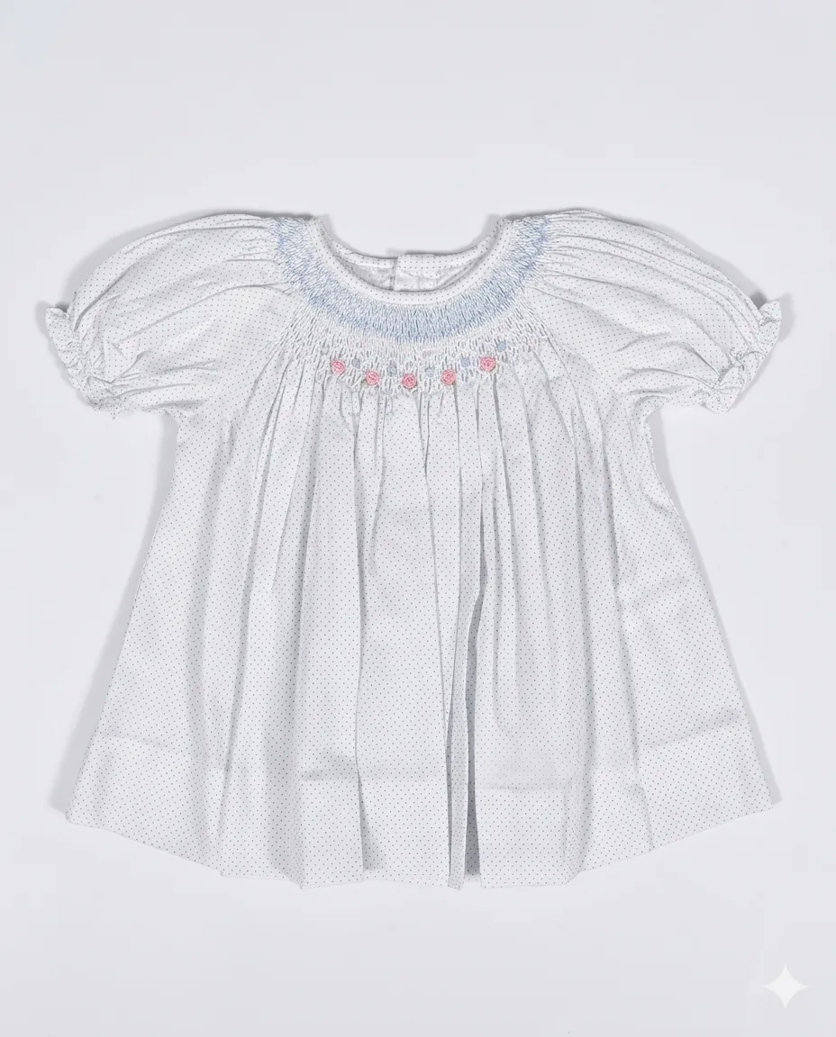 White Rose Smocked Dress