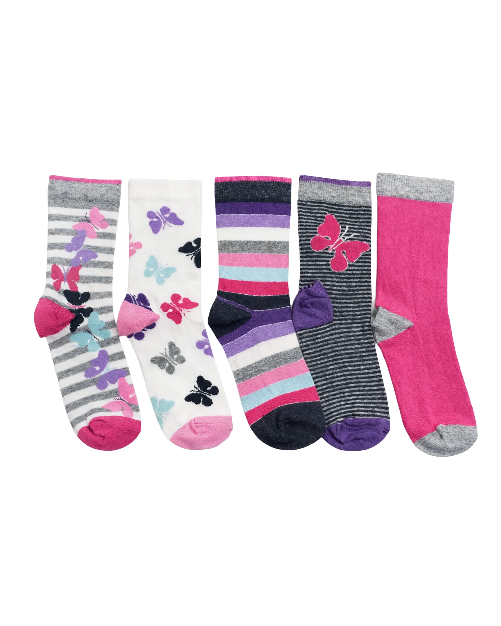Butterfly Stripe Crew Socks