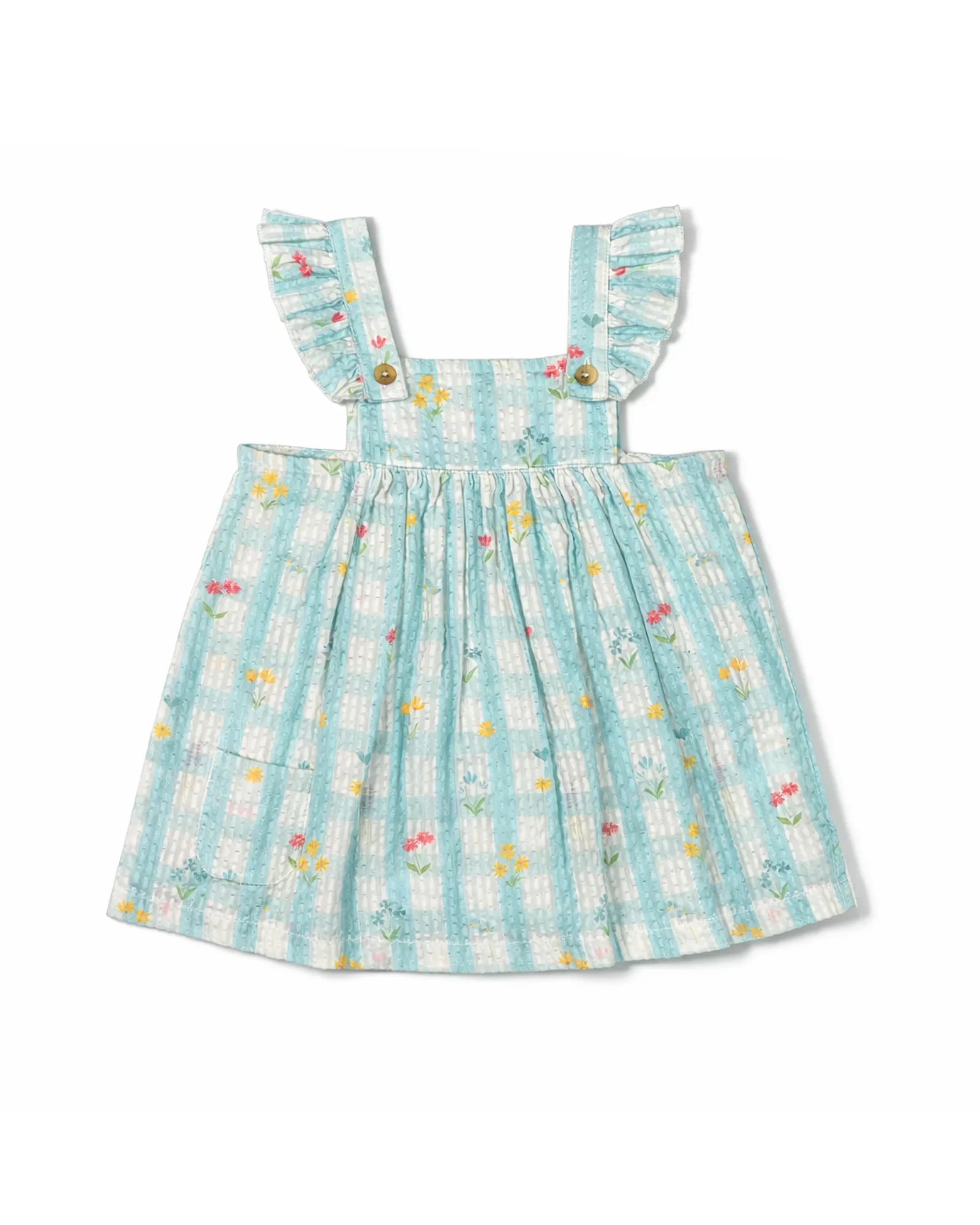 Blue Gingham Flutter Dress