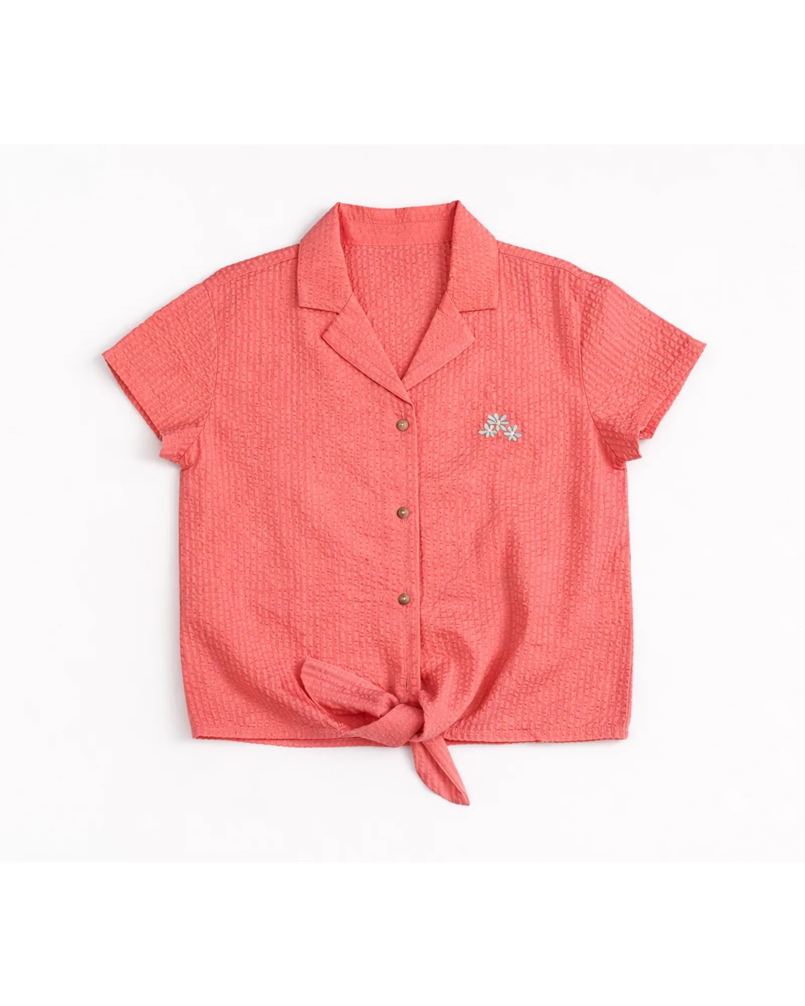 Coral Tie-Front Shirt