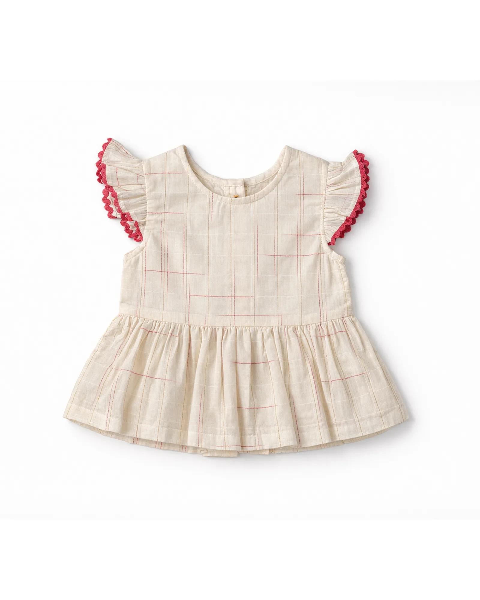 Cream Check Peplum Top