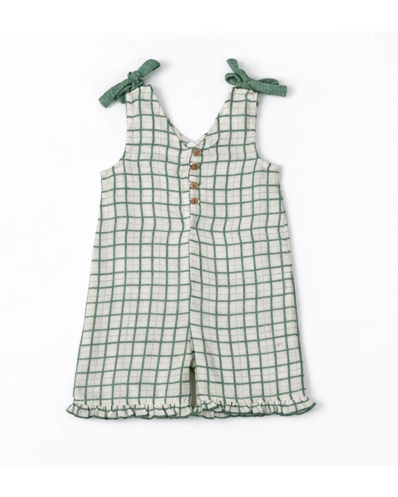 Green Check Shoulder Playsuit