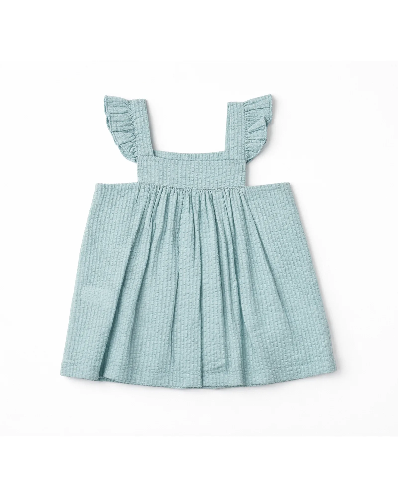 Mint Seersucker Ruffle Pinafore