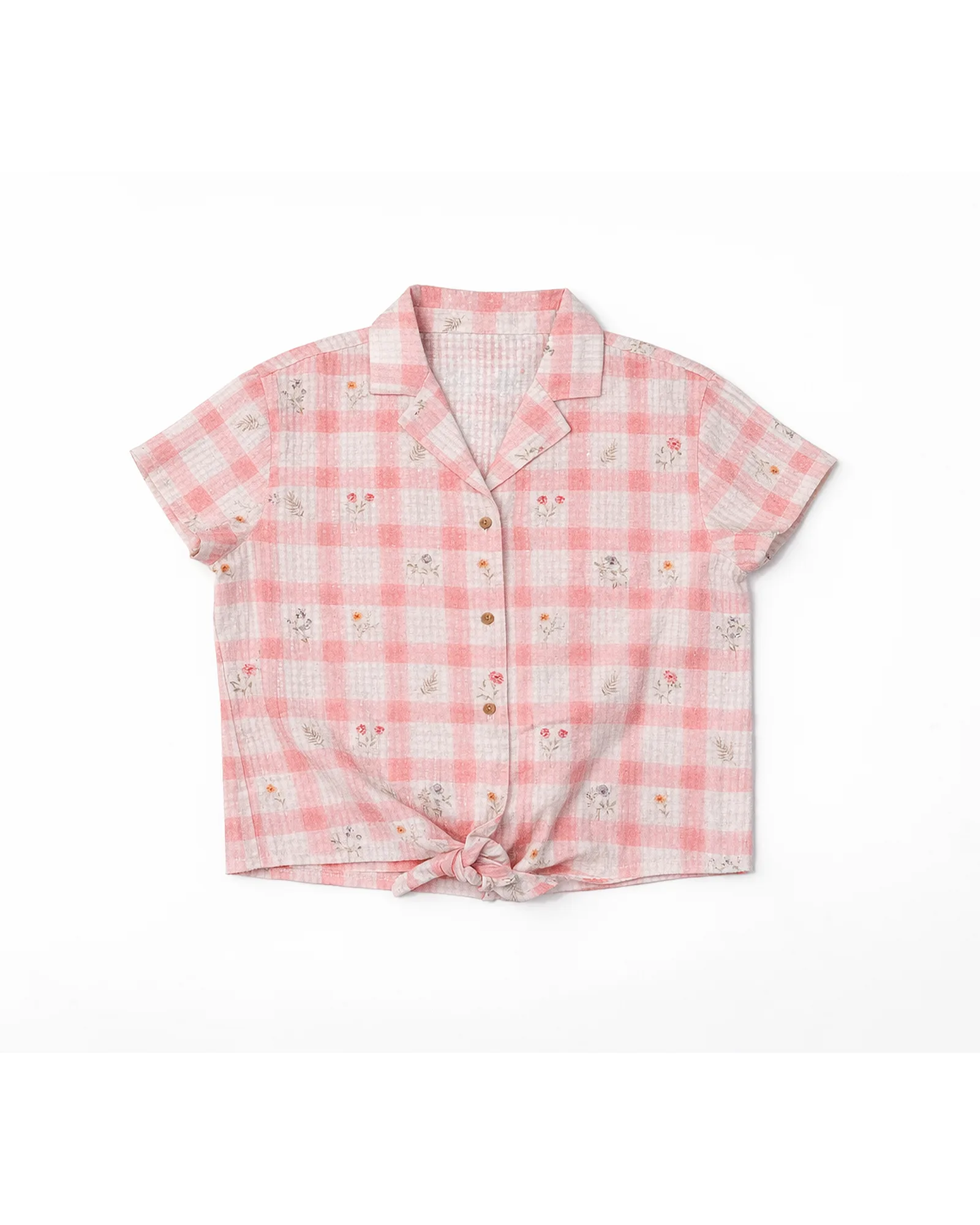 Pink Gingham Tie Shirt