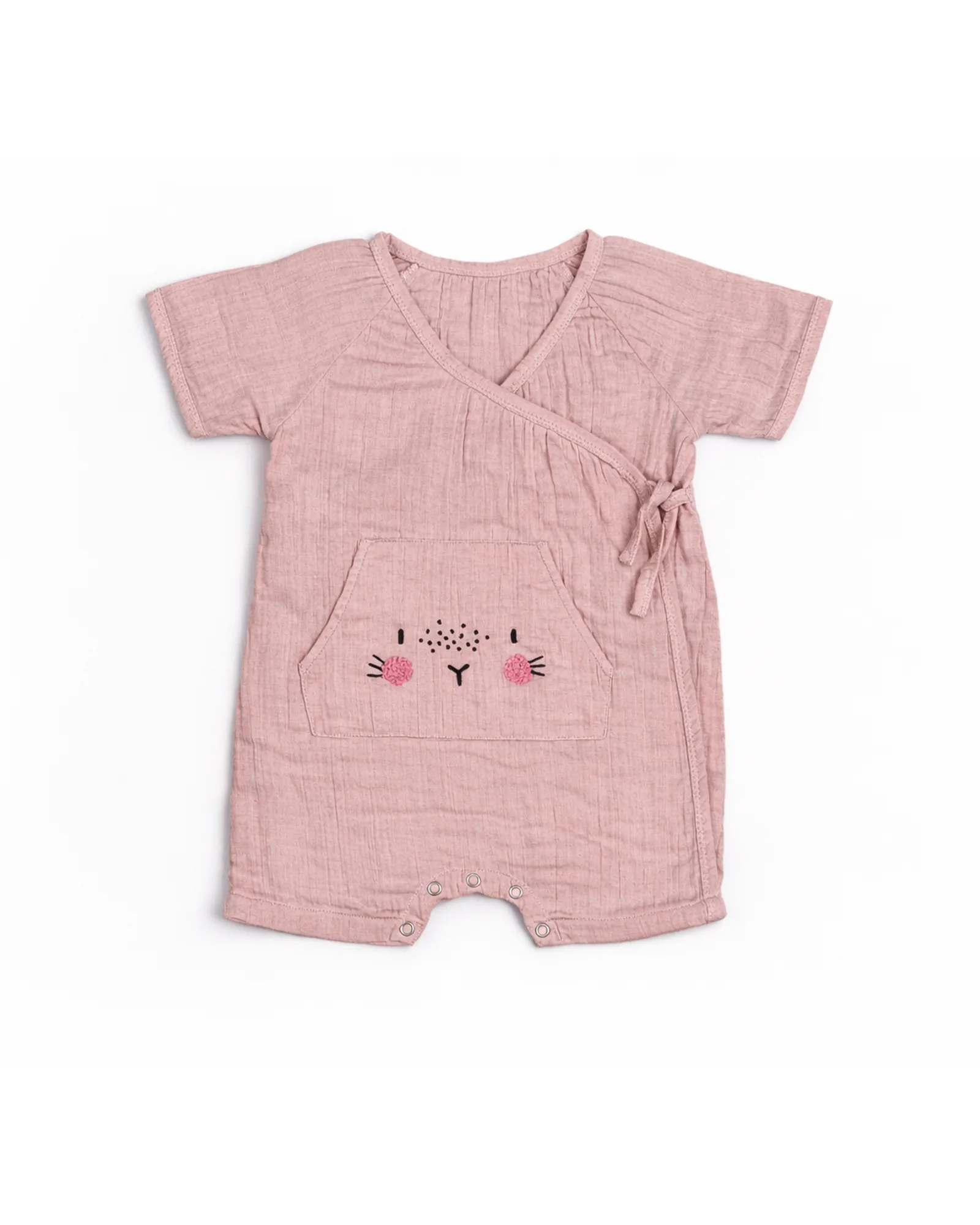 Pink Muslin Cat Romper