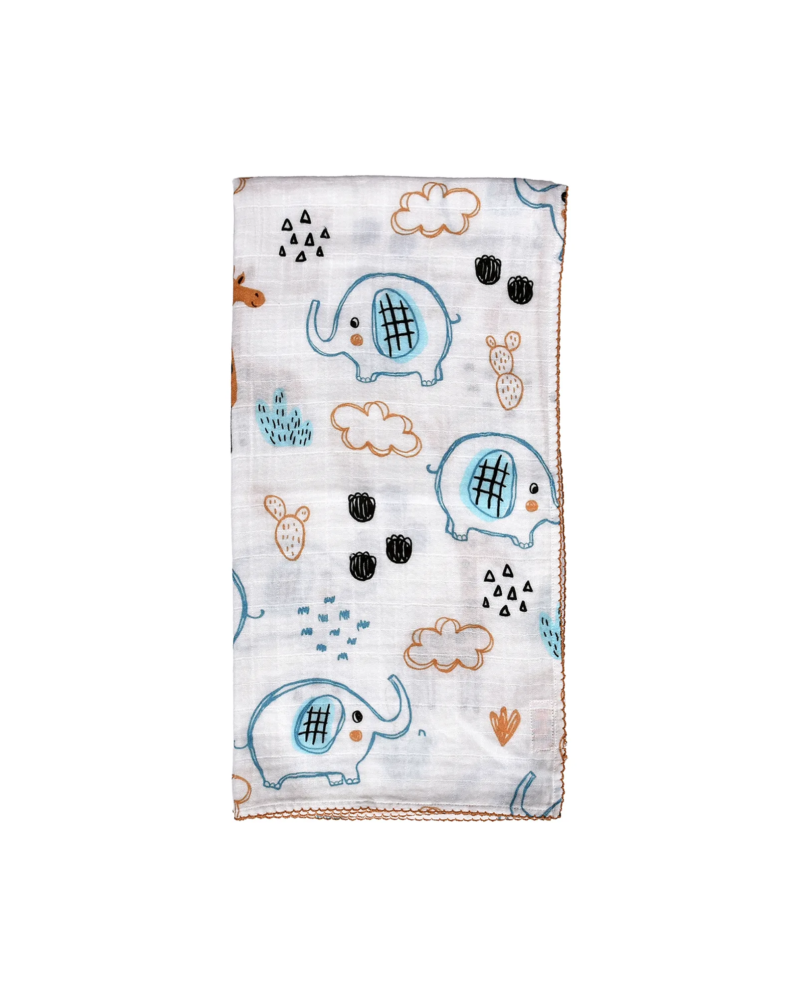 Blue Elephant Muslin Swaddle