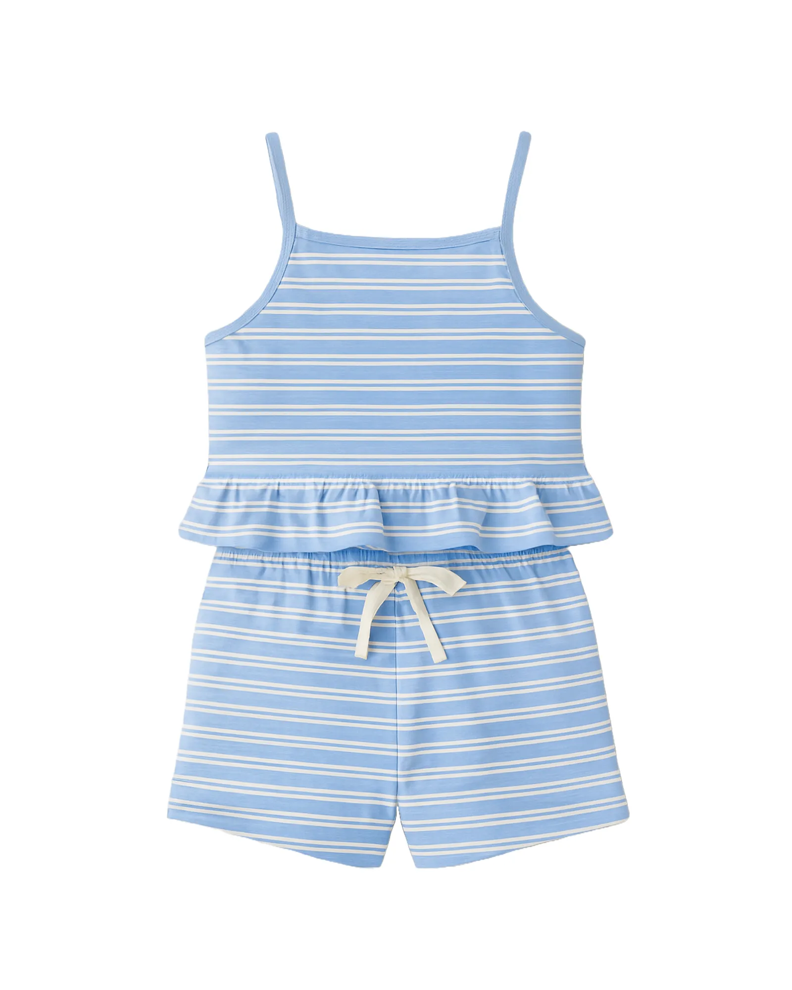 Blue Stripe Ruffle Tankini Set