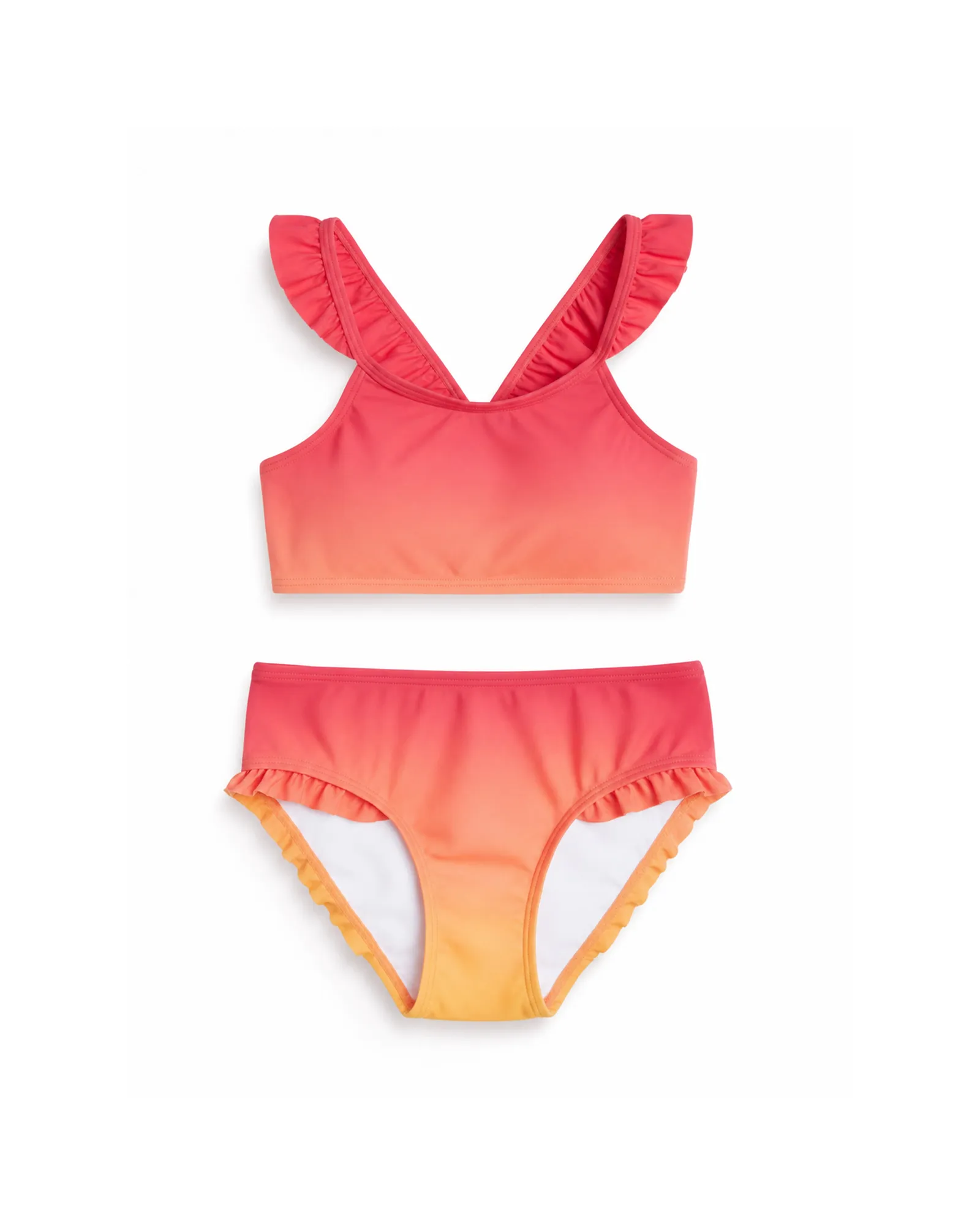 Coral Ruffle Bikini Set