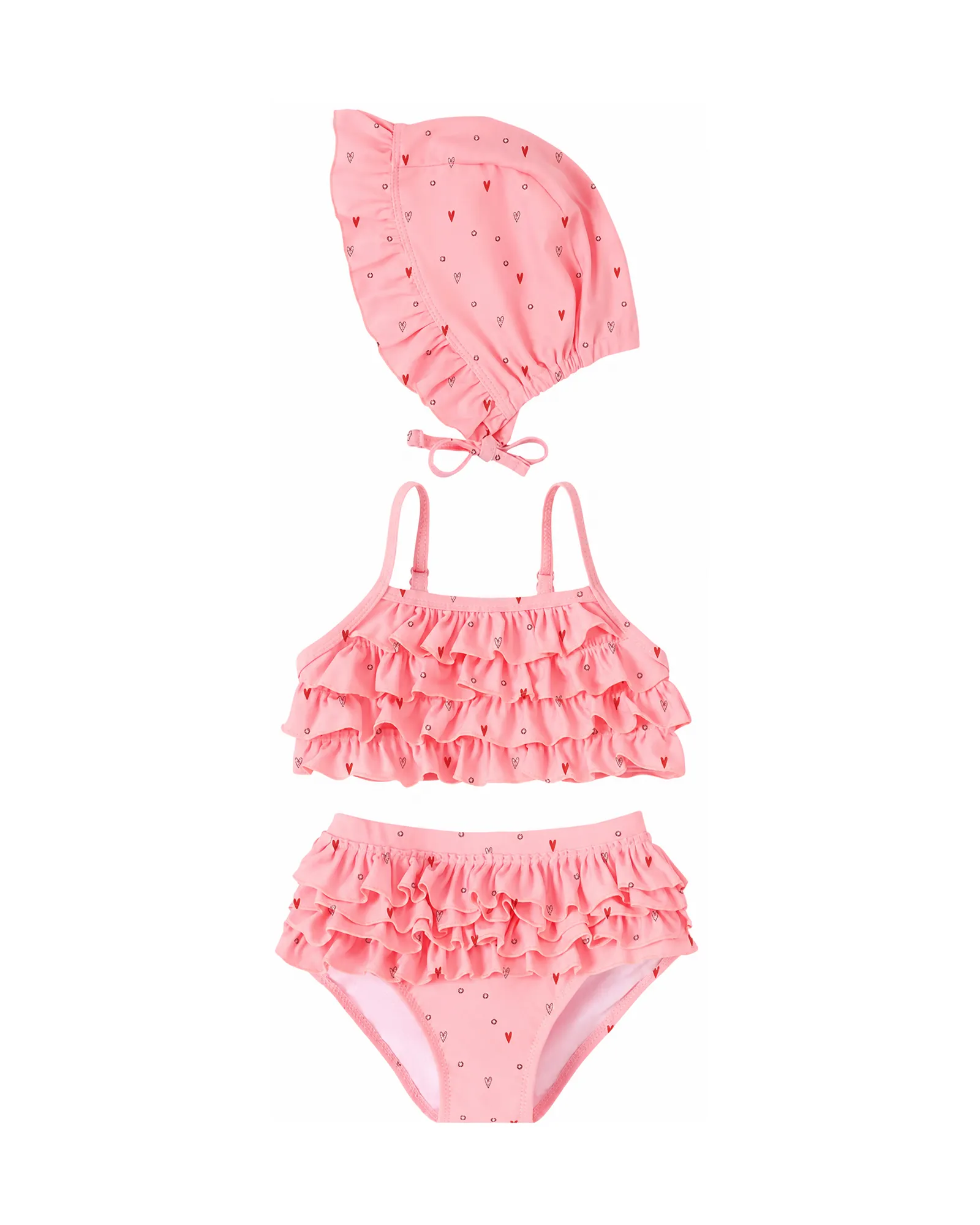 Coral Ruffle Tankini & Hat Set