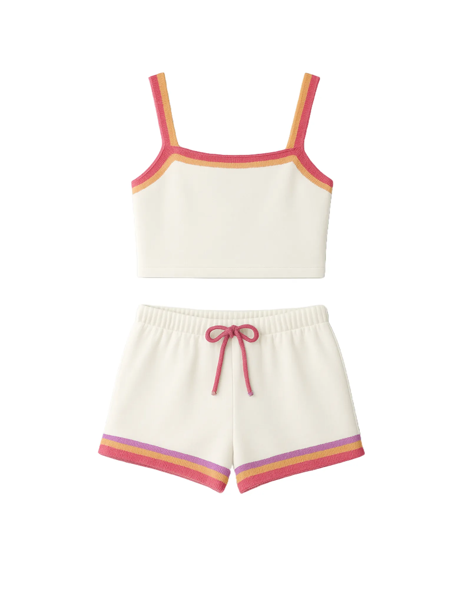 Cream Bow Tank & Shorts Set
