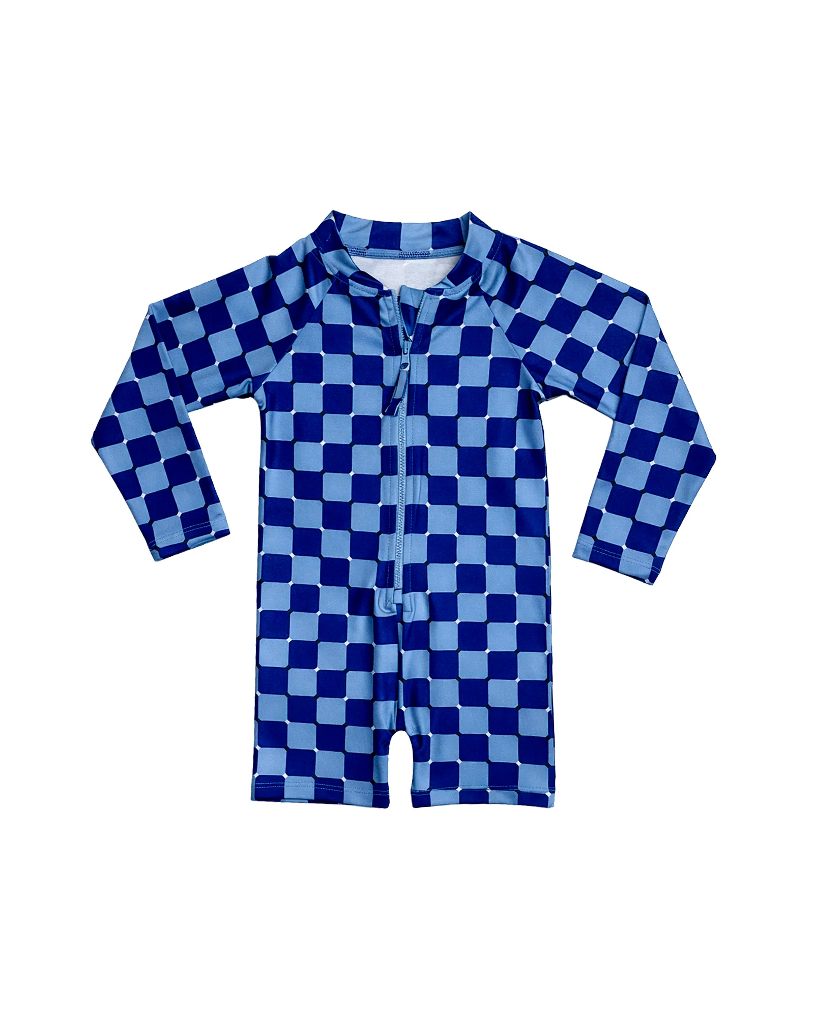 Navy Checker Zip Swimsuit