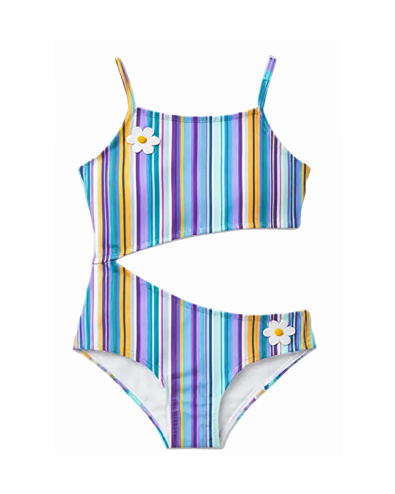 Rainbow Stripe Cut-Out Swimsuit