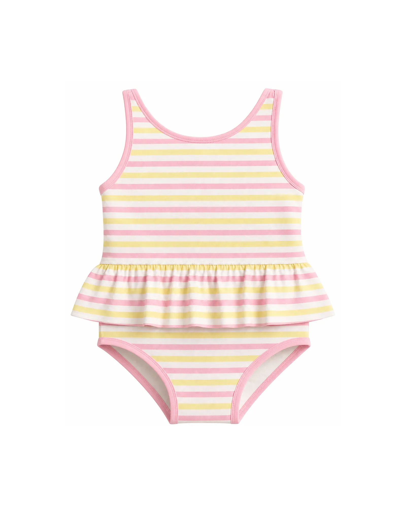 Rainbow Stripe Ruffle Tankini Set