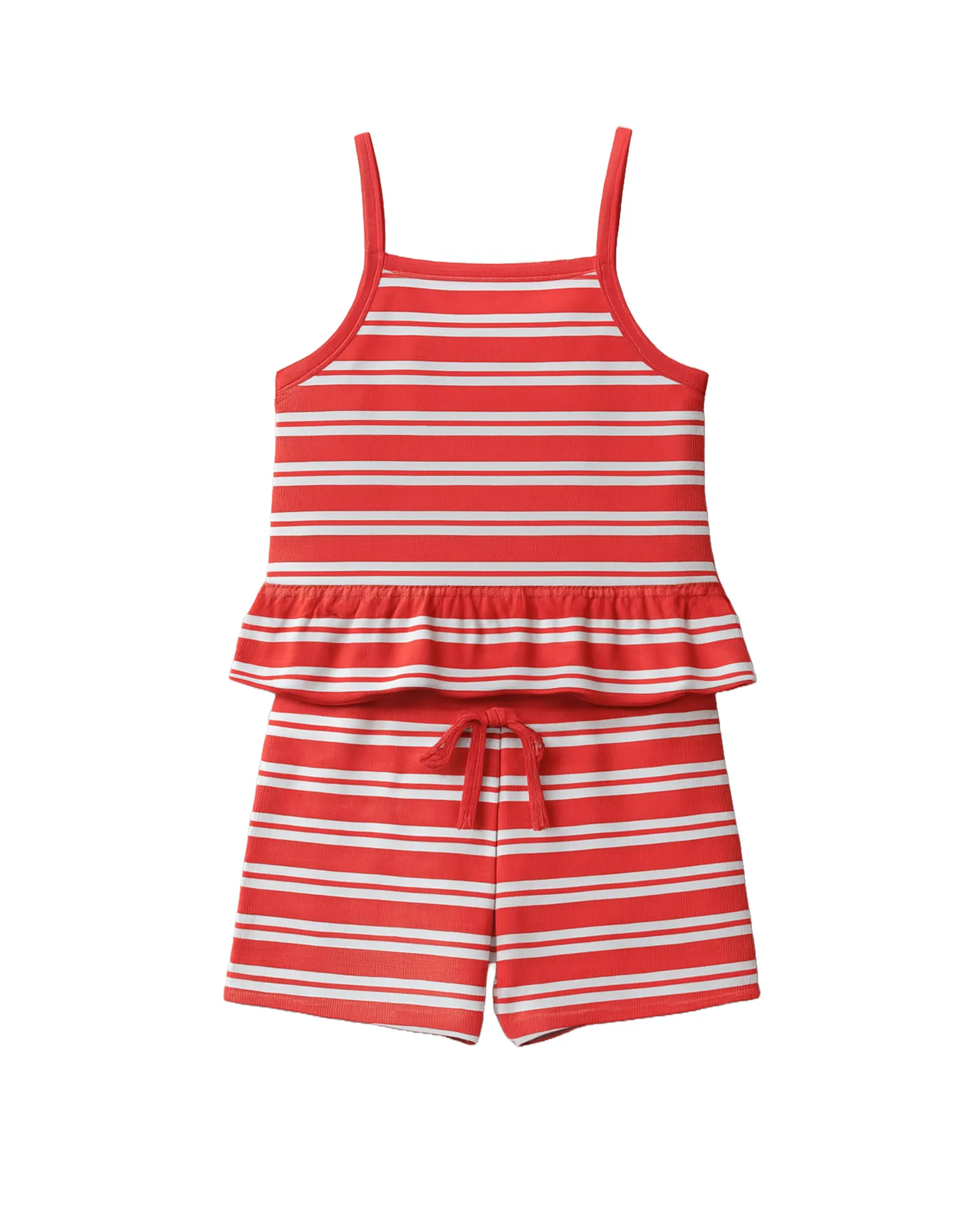 Red Stripe Ruffle Tankini Set