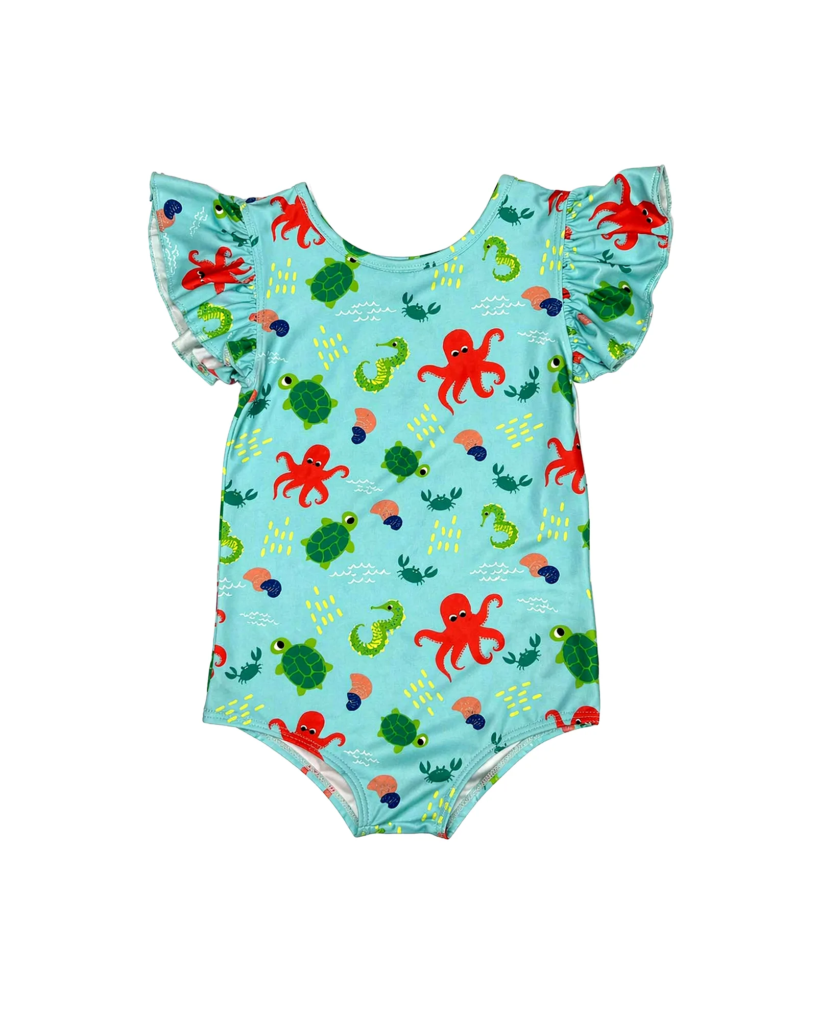 Sea Creatures Flutter Sleeve Swimsuit