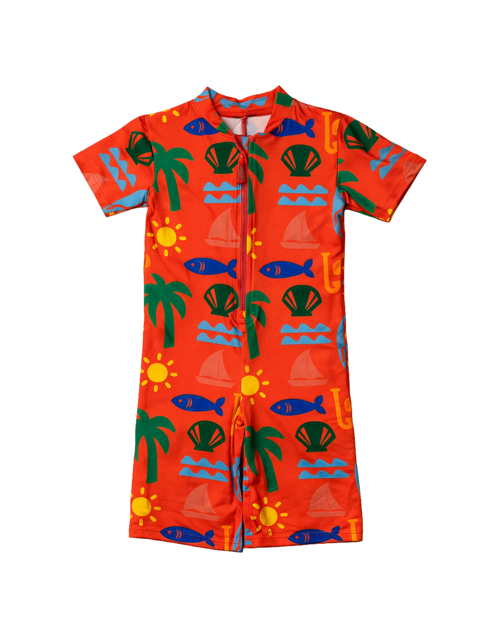 Tropical Beach Zip Swimsuit