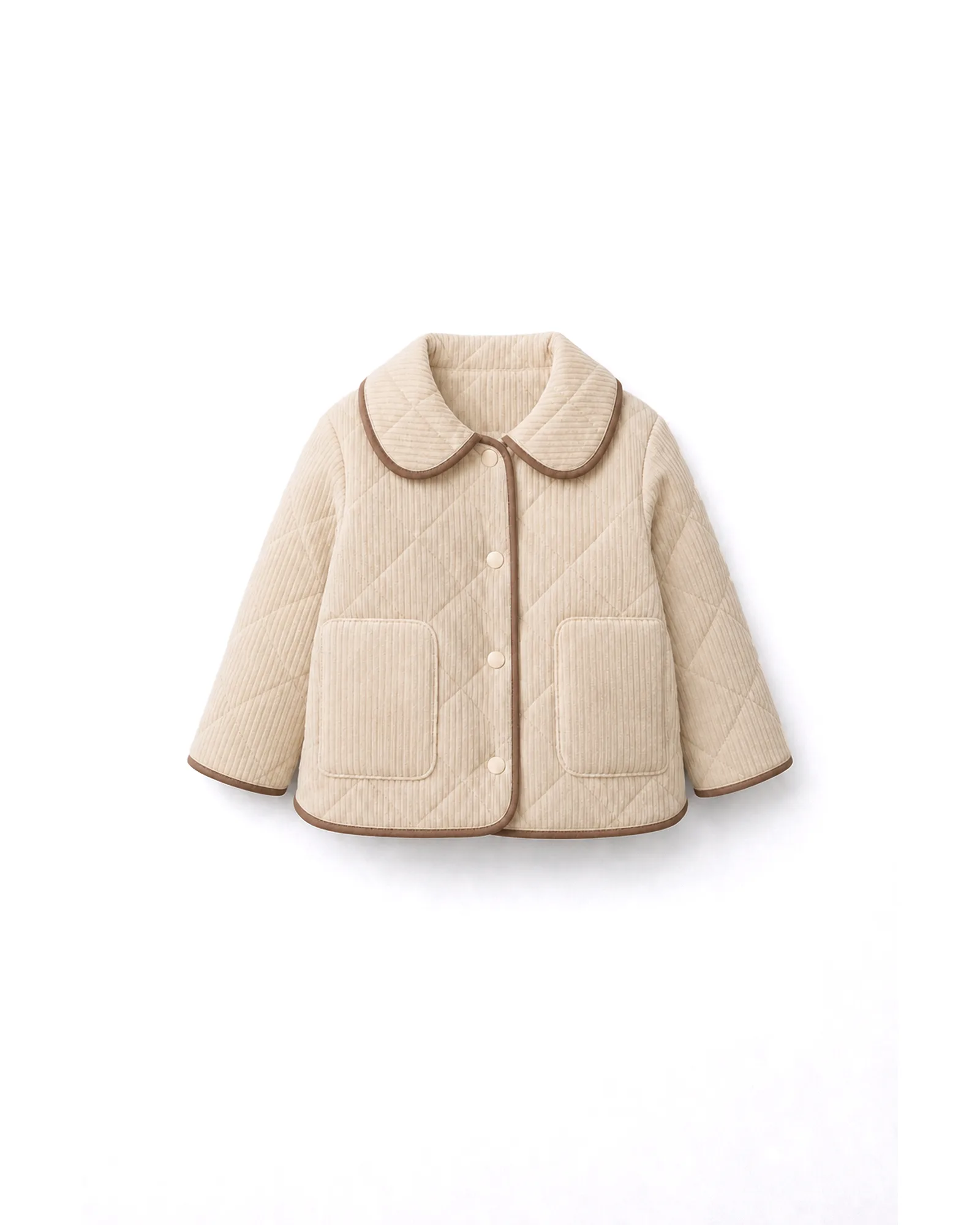 Cream Quilted Peter Pan Collar Jacket