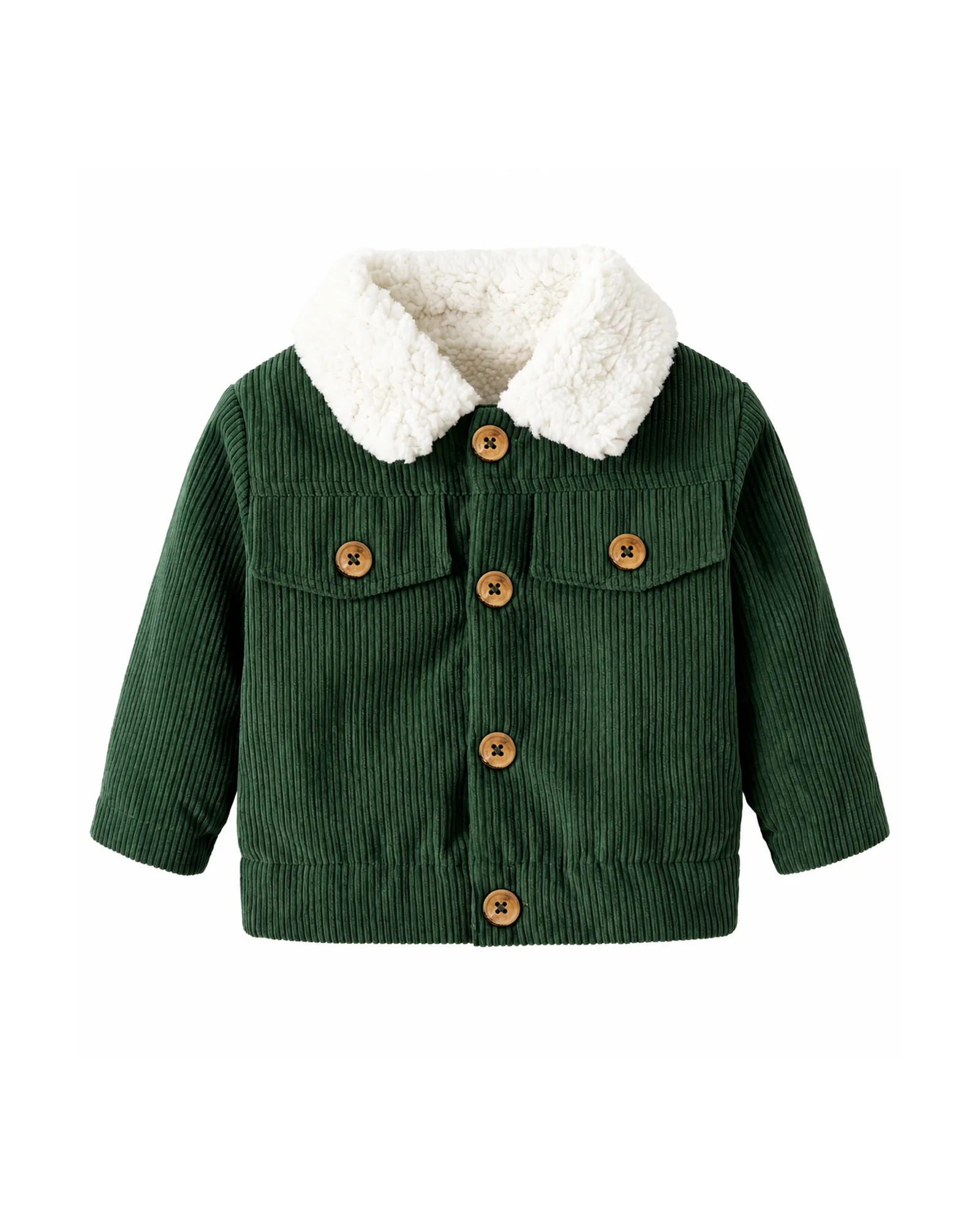 Green Corduroy Sherpa Collar Jacket