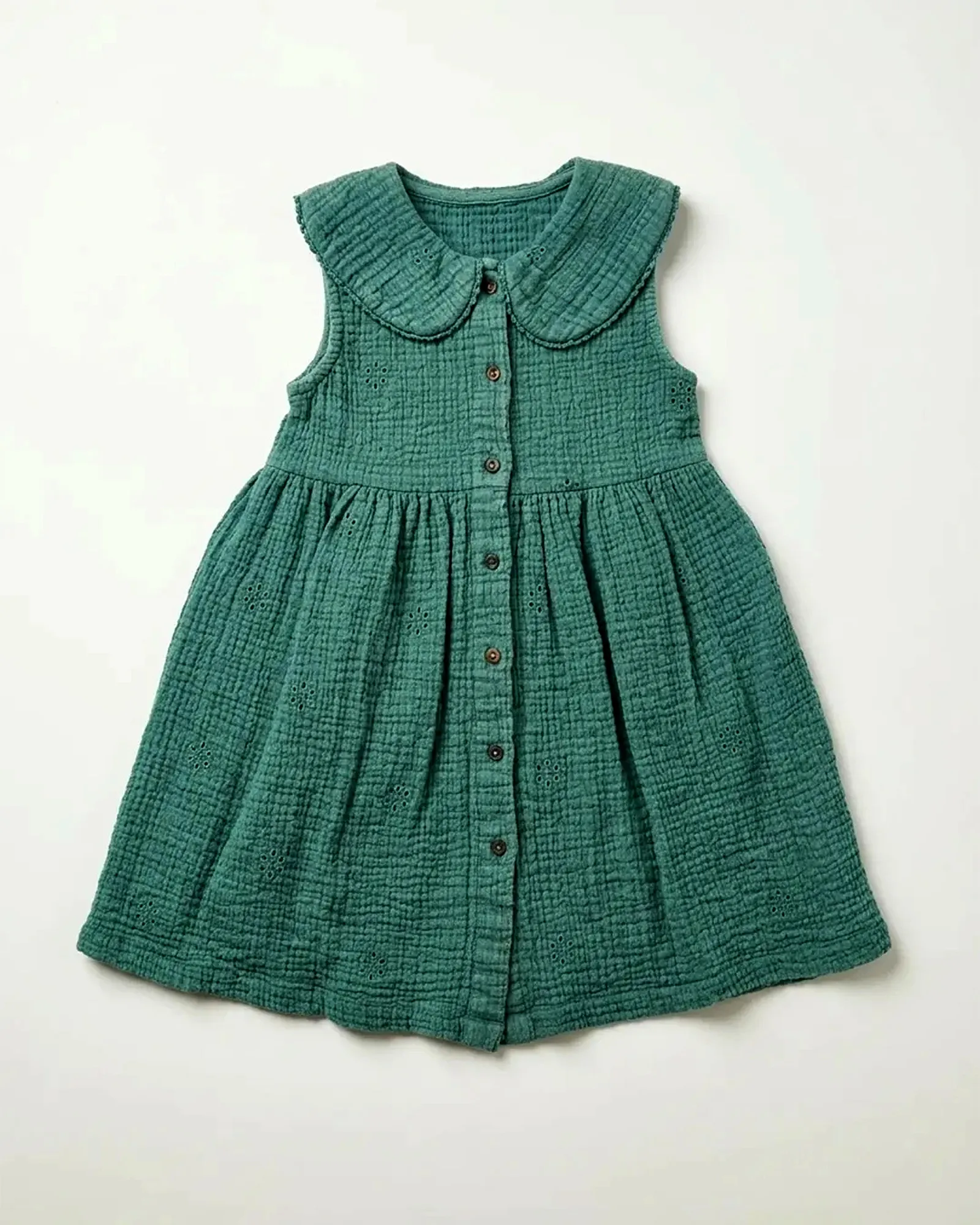 Green Muslin Collar Dress