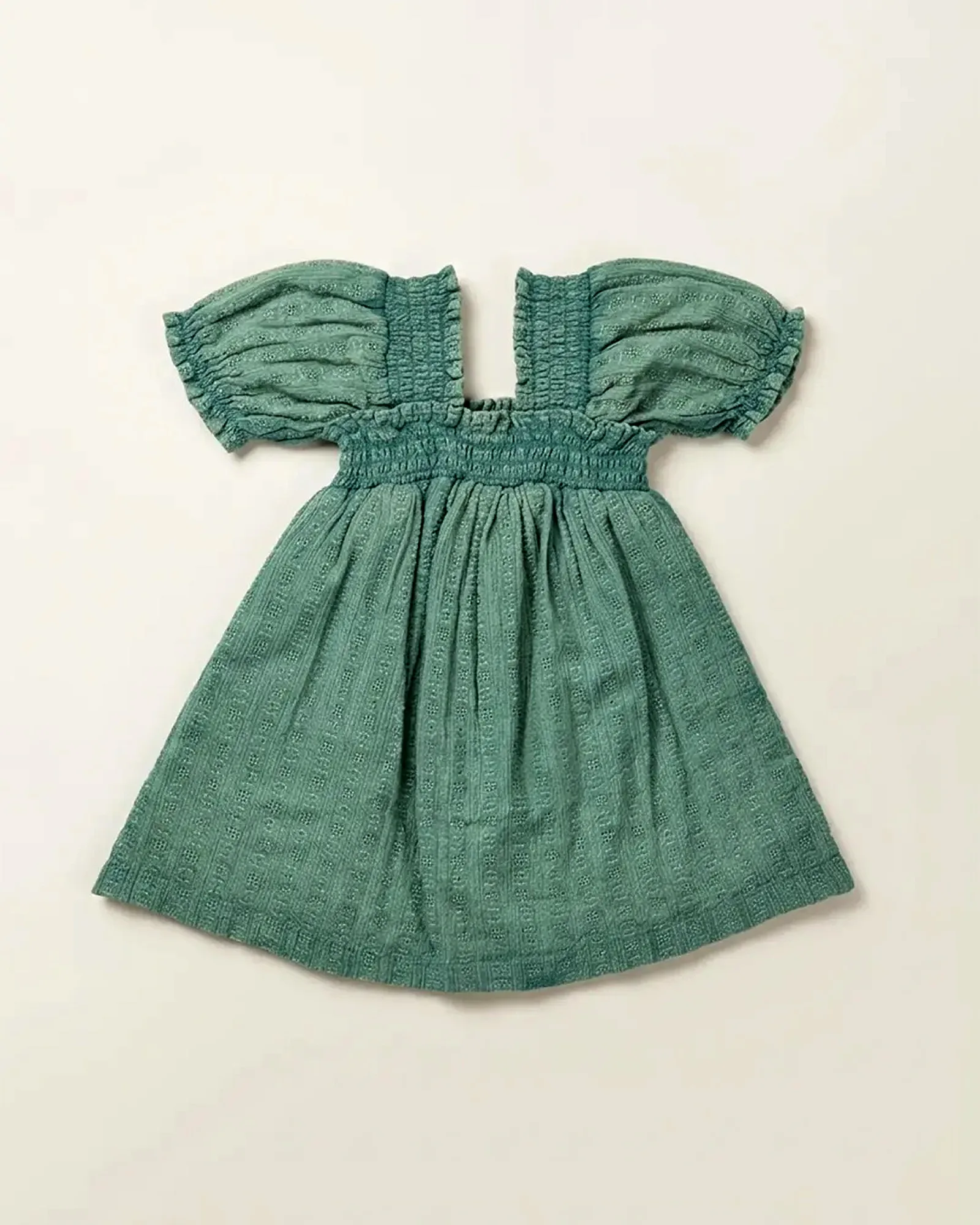Green Muslin Smocked Dress