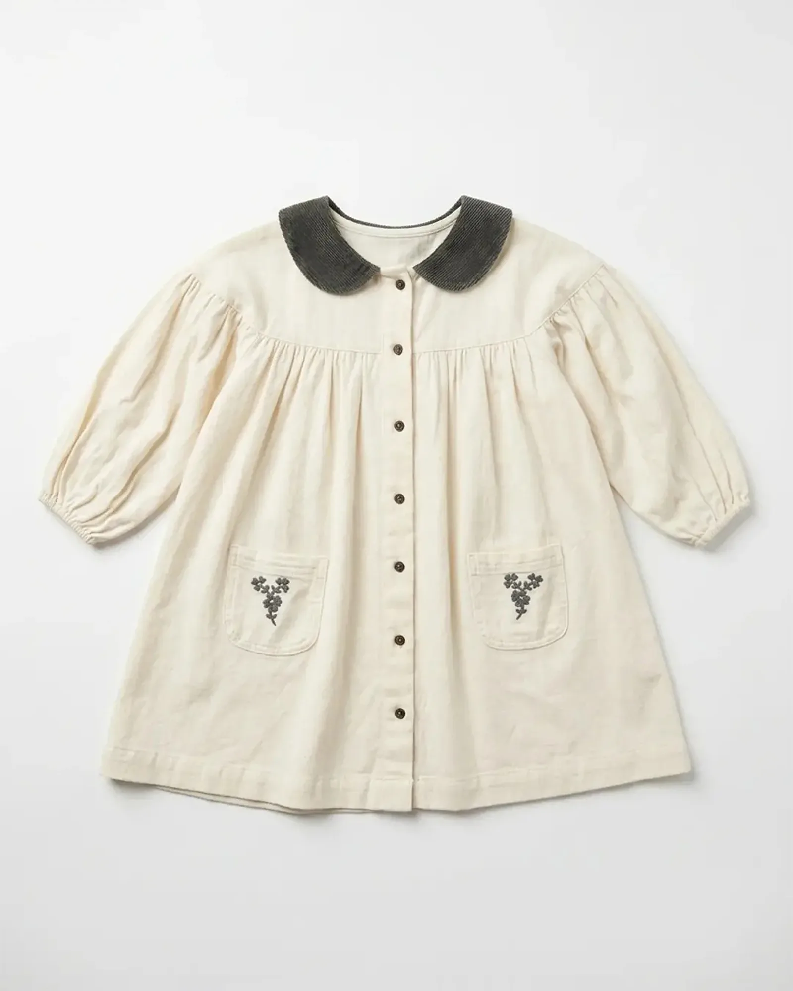 Muslin Contrast Collar Dress