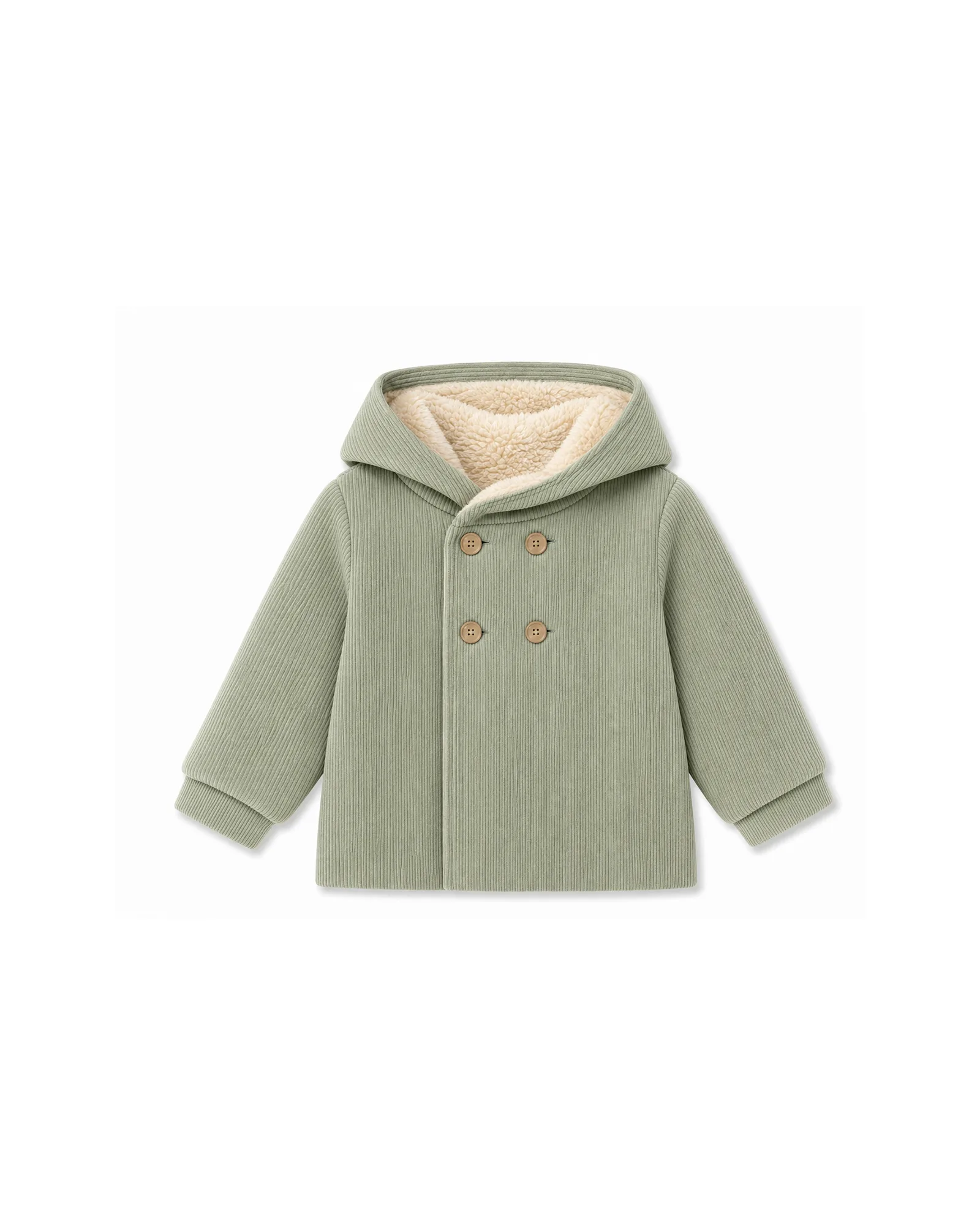 Sage Hooded Corduroy Coat